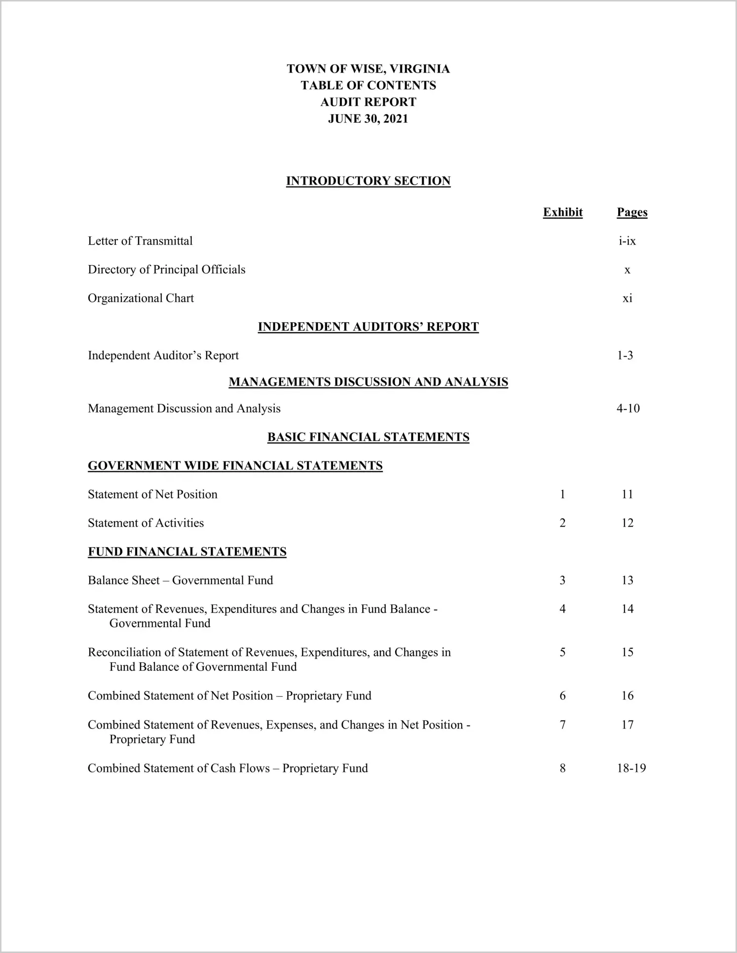 2021 Annual Financial Report for Town of Wise