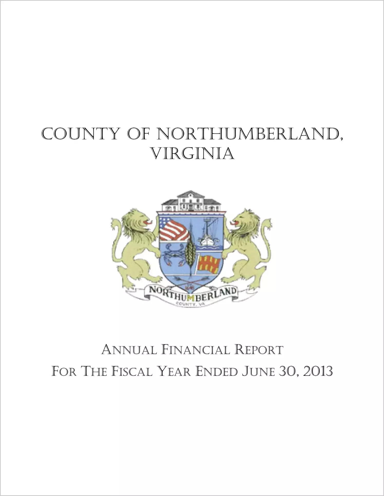 2013 Annual Financial Report for County of Northumberland
