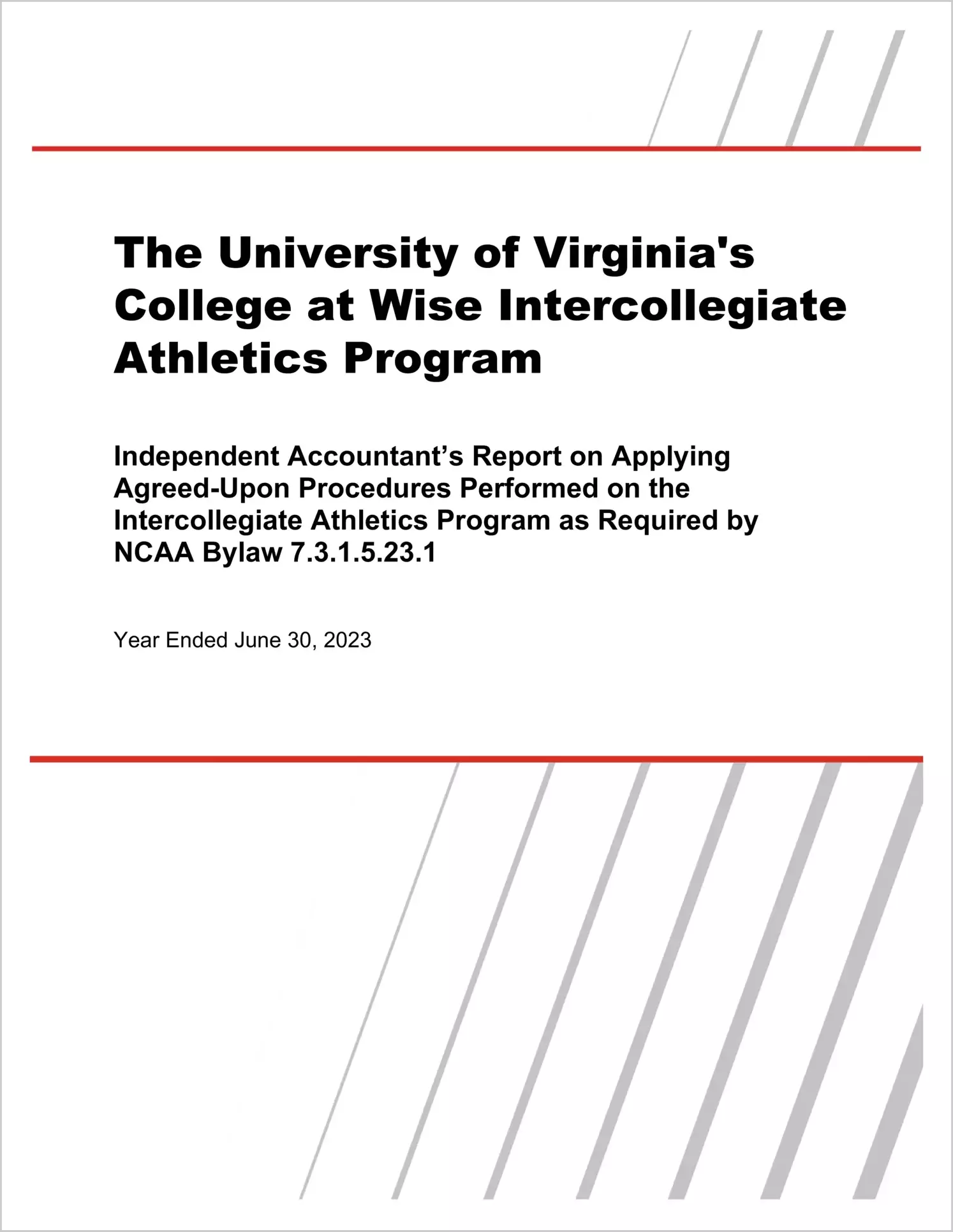 The University of Virginia's College at Wise Intercollegiate Athletics Program for the year ended June 30, 2023