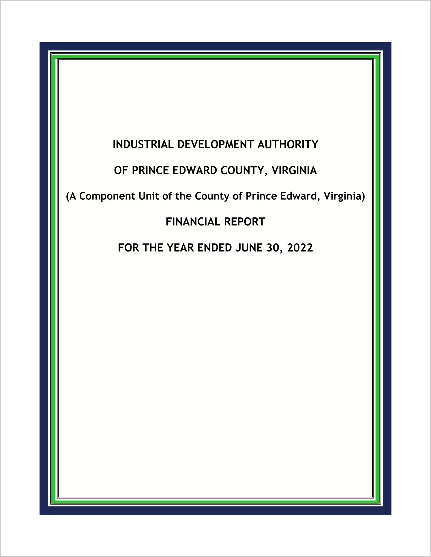 preview of 2022 ABC/Other Annual Financial Report for Prince Edward Industrial Development Authority