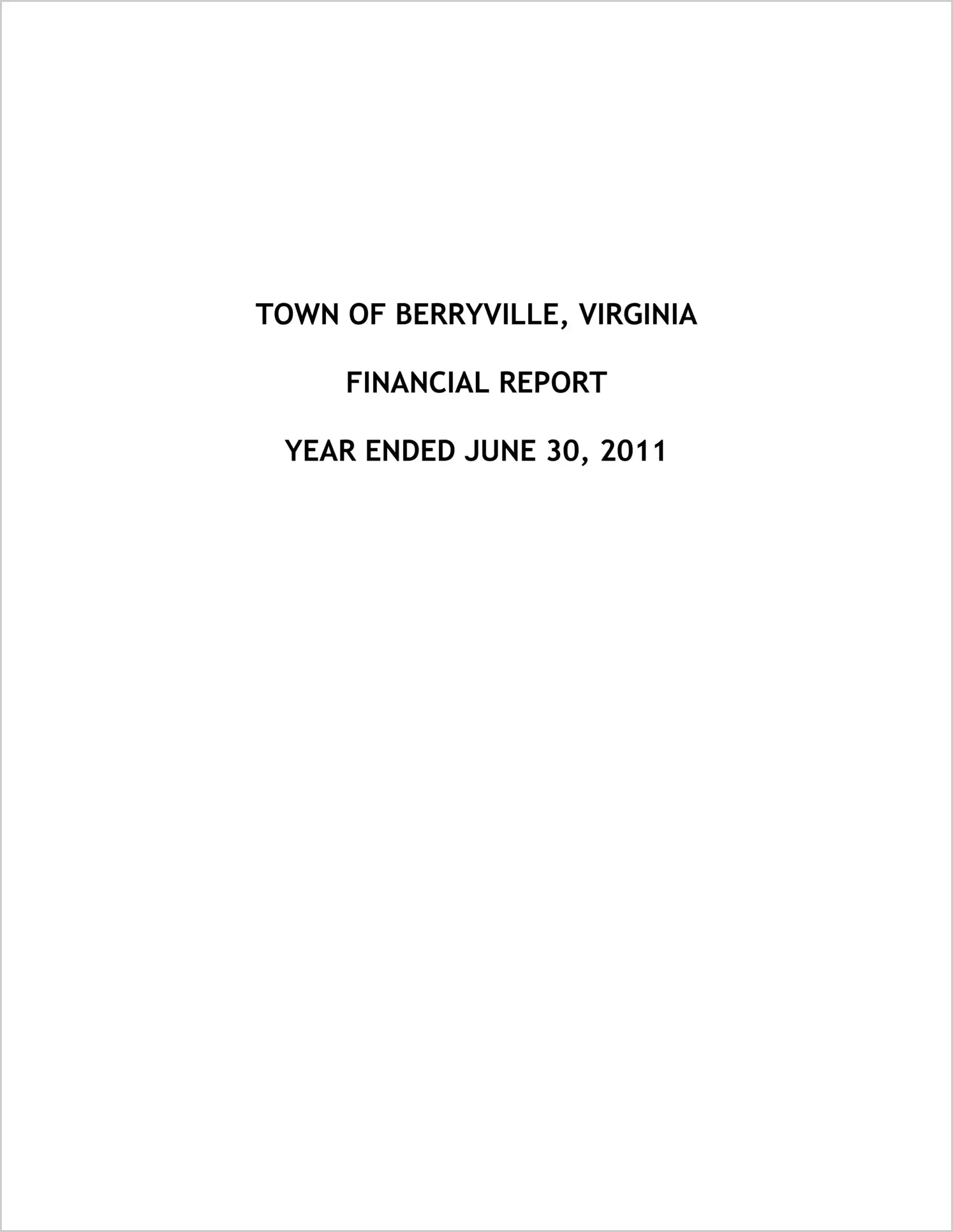 2011 Annual Financial Report for Town of Berryville