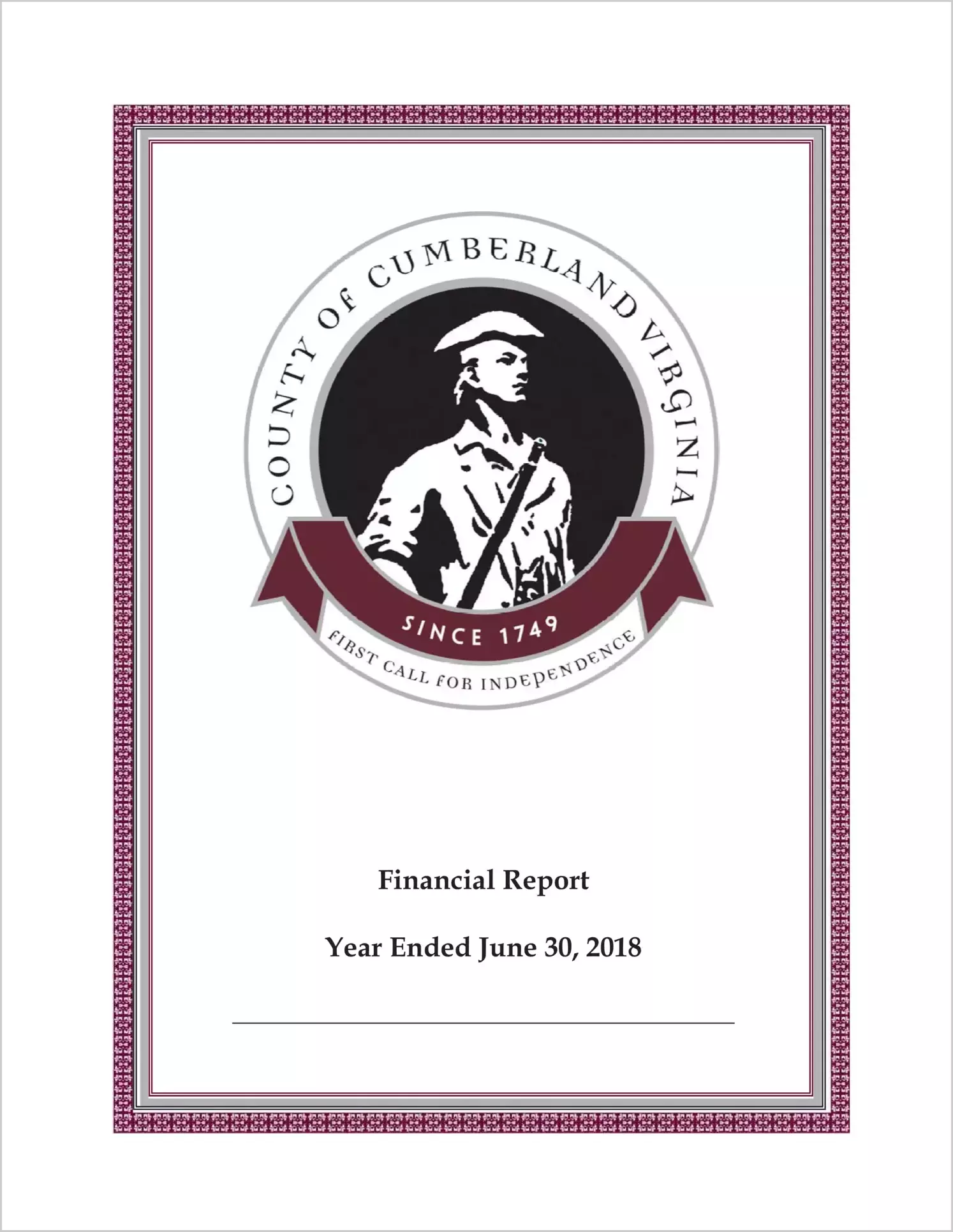 2018 Annual Financial Report for County of Cumberland