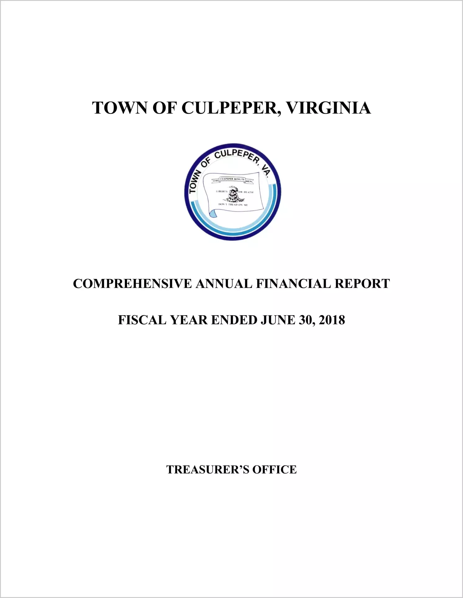 2018 Annual Financial Report for Town of Culpeper