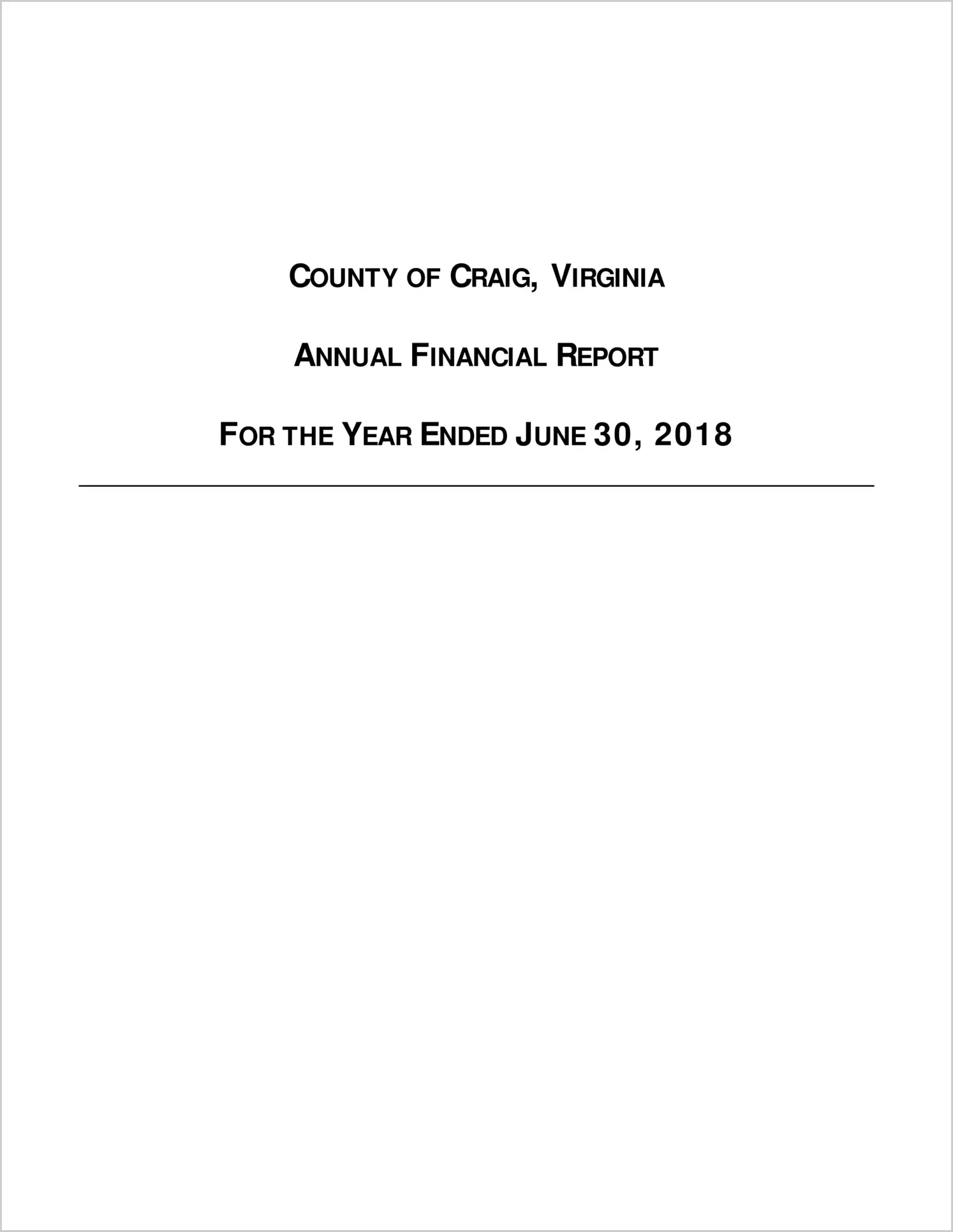 2018 Annual Financial Report for County of Craig