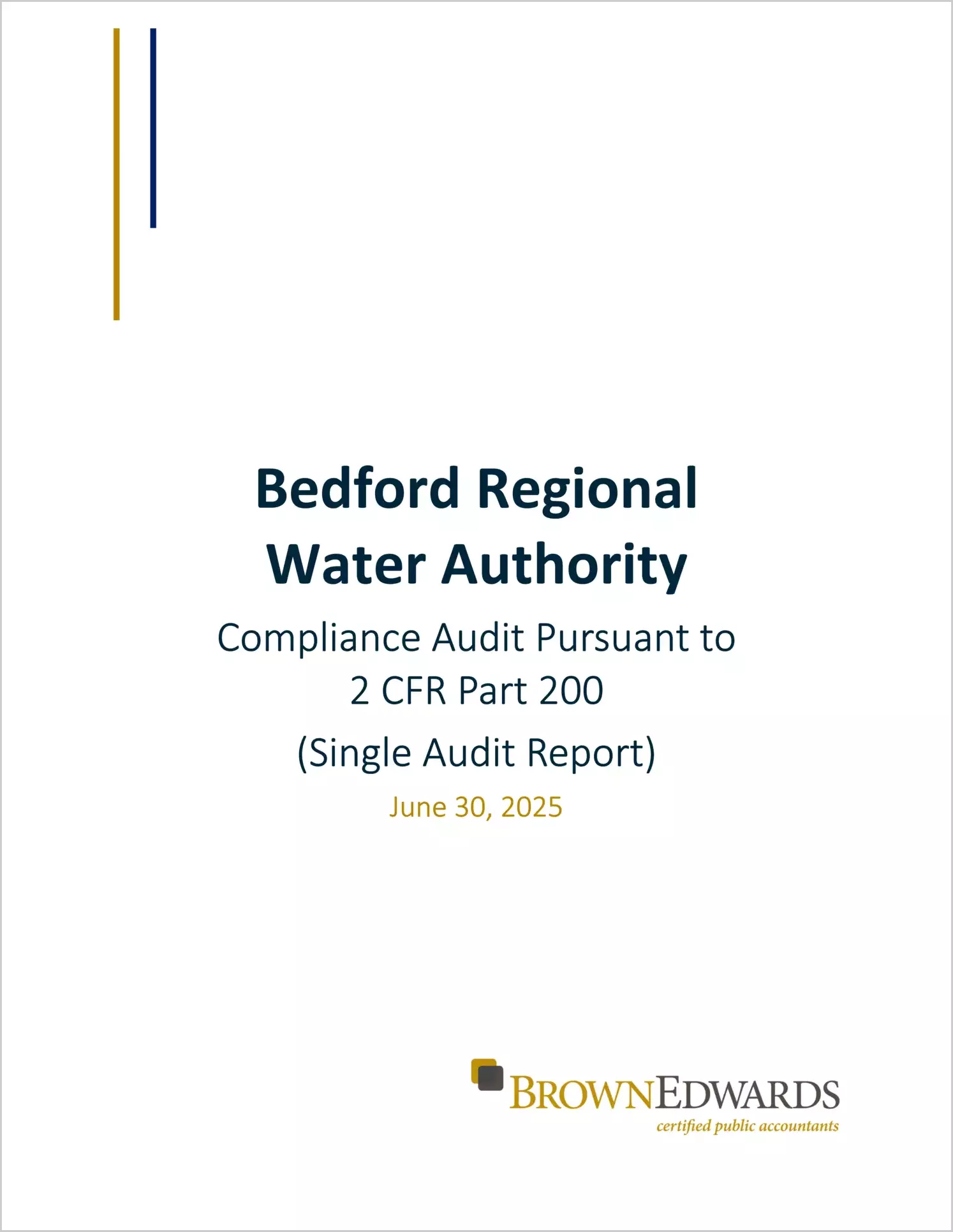 preview of 2025 ABC/Other Internal Control and Compliance Report for Bedford Regional Water Authority