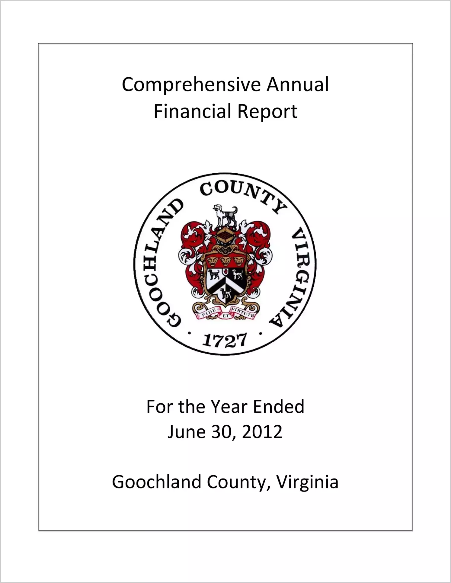 2012 Annual Financial Report for County of Goochland
