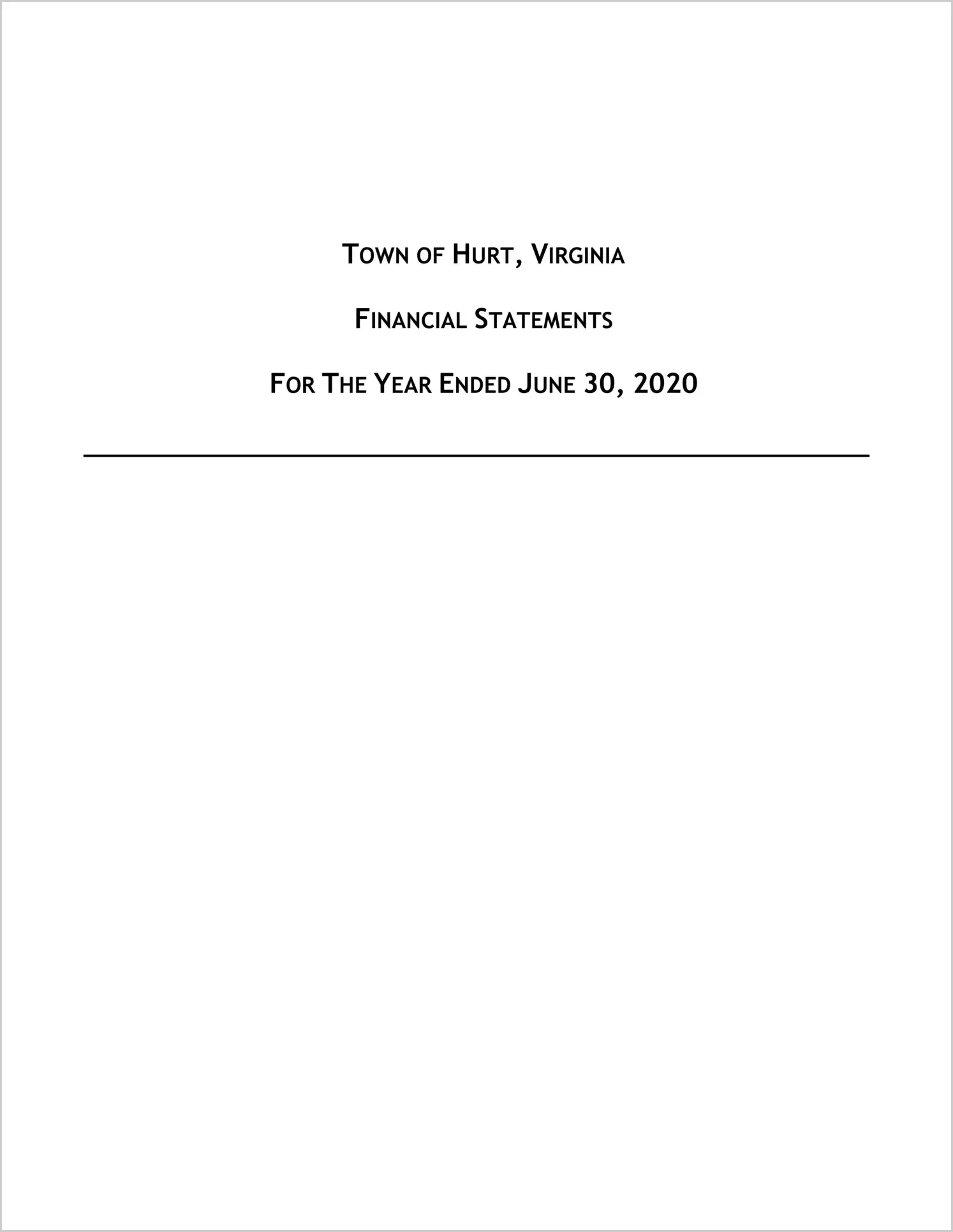 2020 Annual Financial Report for Town of Hurt 