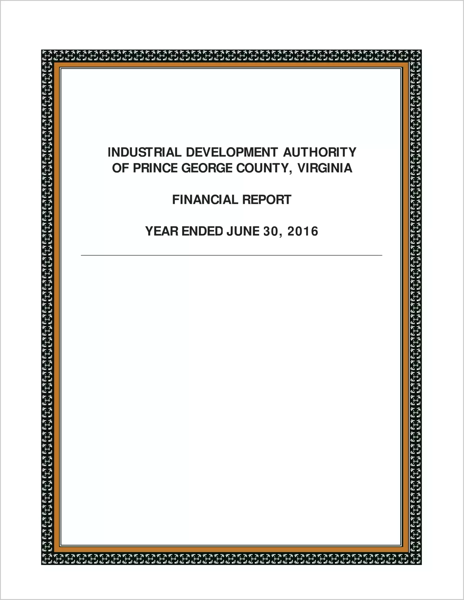 2016 ABC/Other Annual Financial Report  for Prince George Industrial Development Authority
