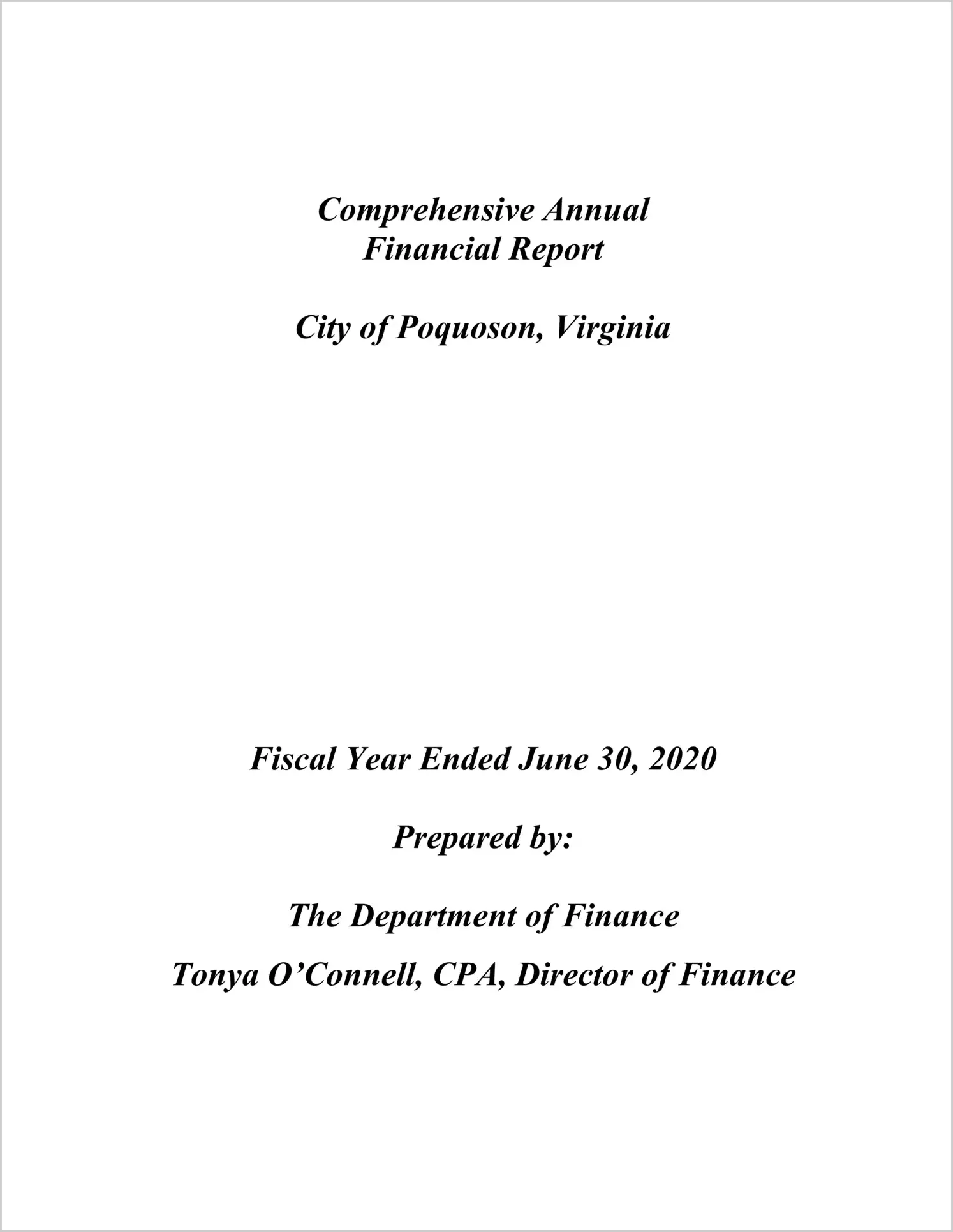 2020 Annual Financial Report for City of Poquoson