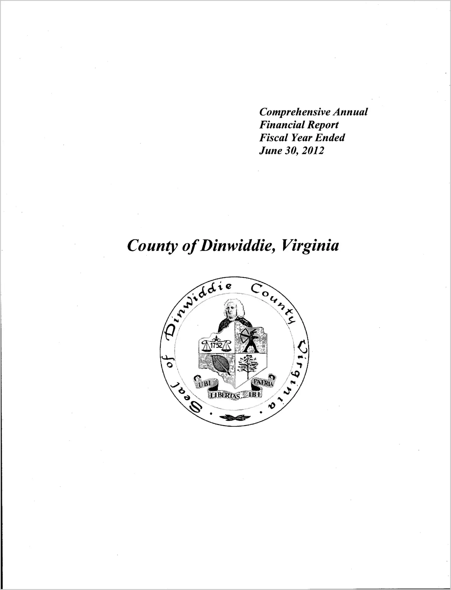2012 Annual Financial Report for County of Dinwiddie