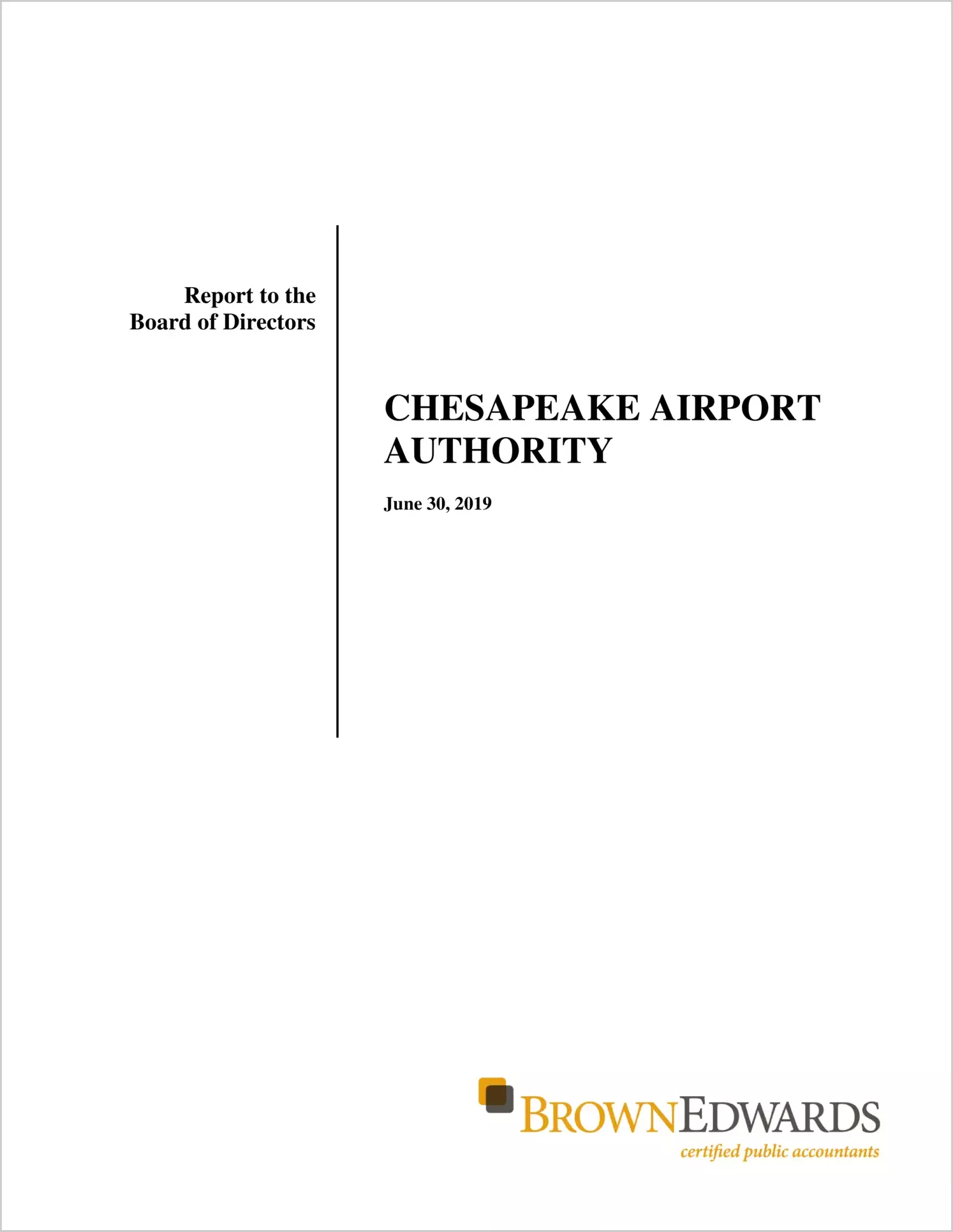 2019 ABC/Other Management Letter for Chesapeake Airport Authority