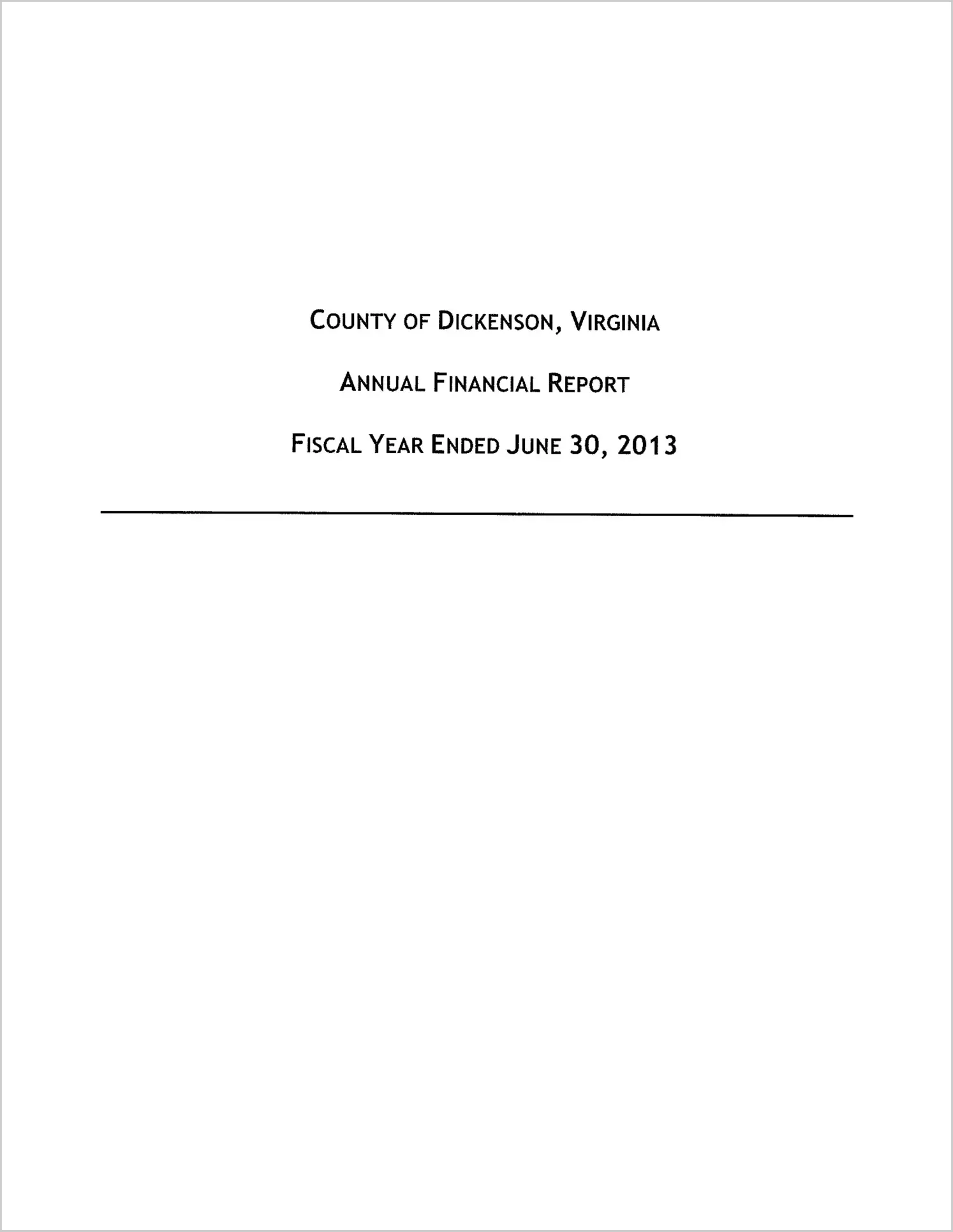 2013 Annual Financial Report for County of Dickenson