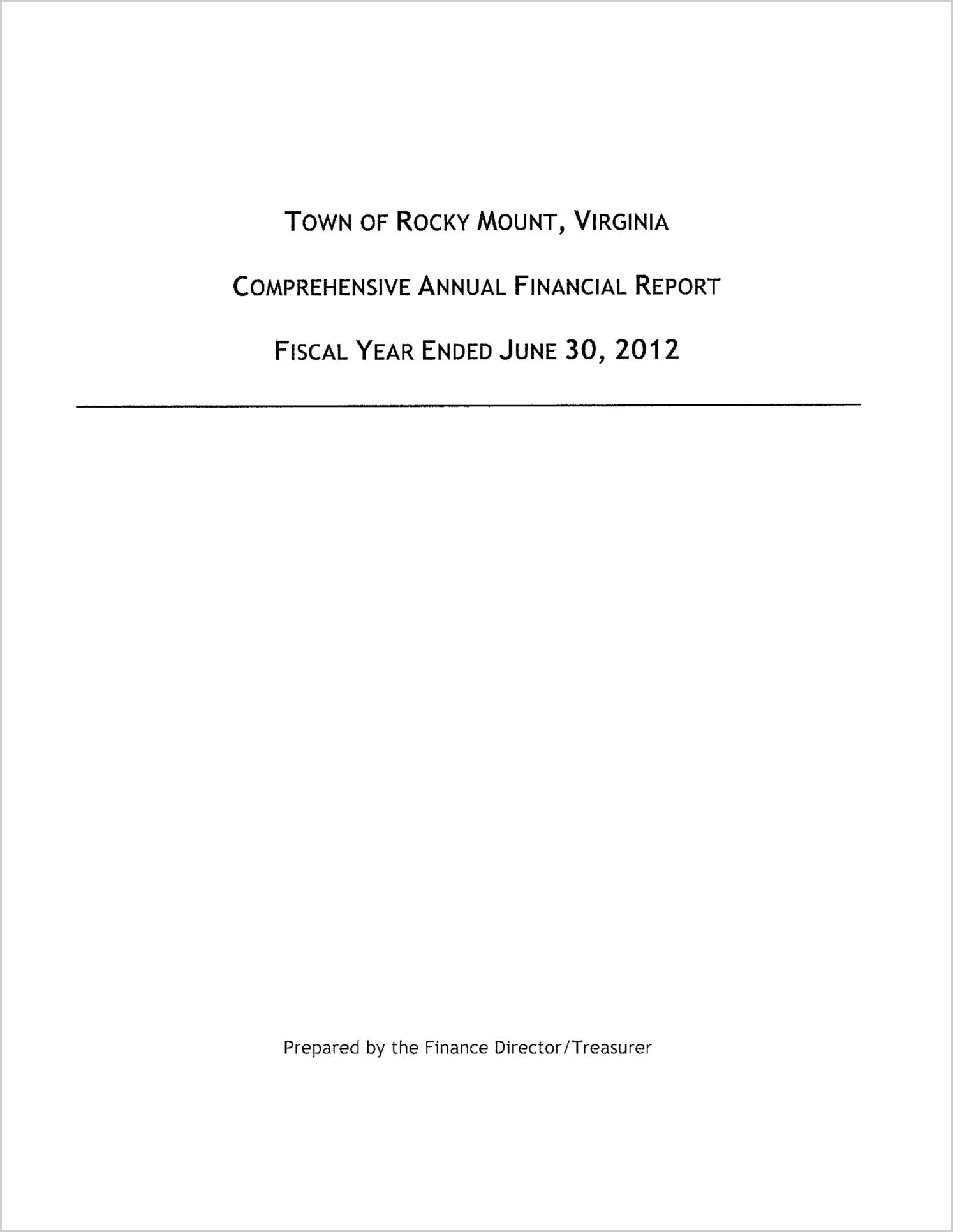 2012 Annual Financial Report for Town of Rocky Mount