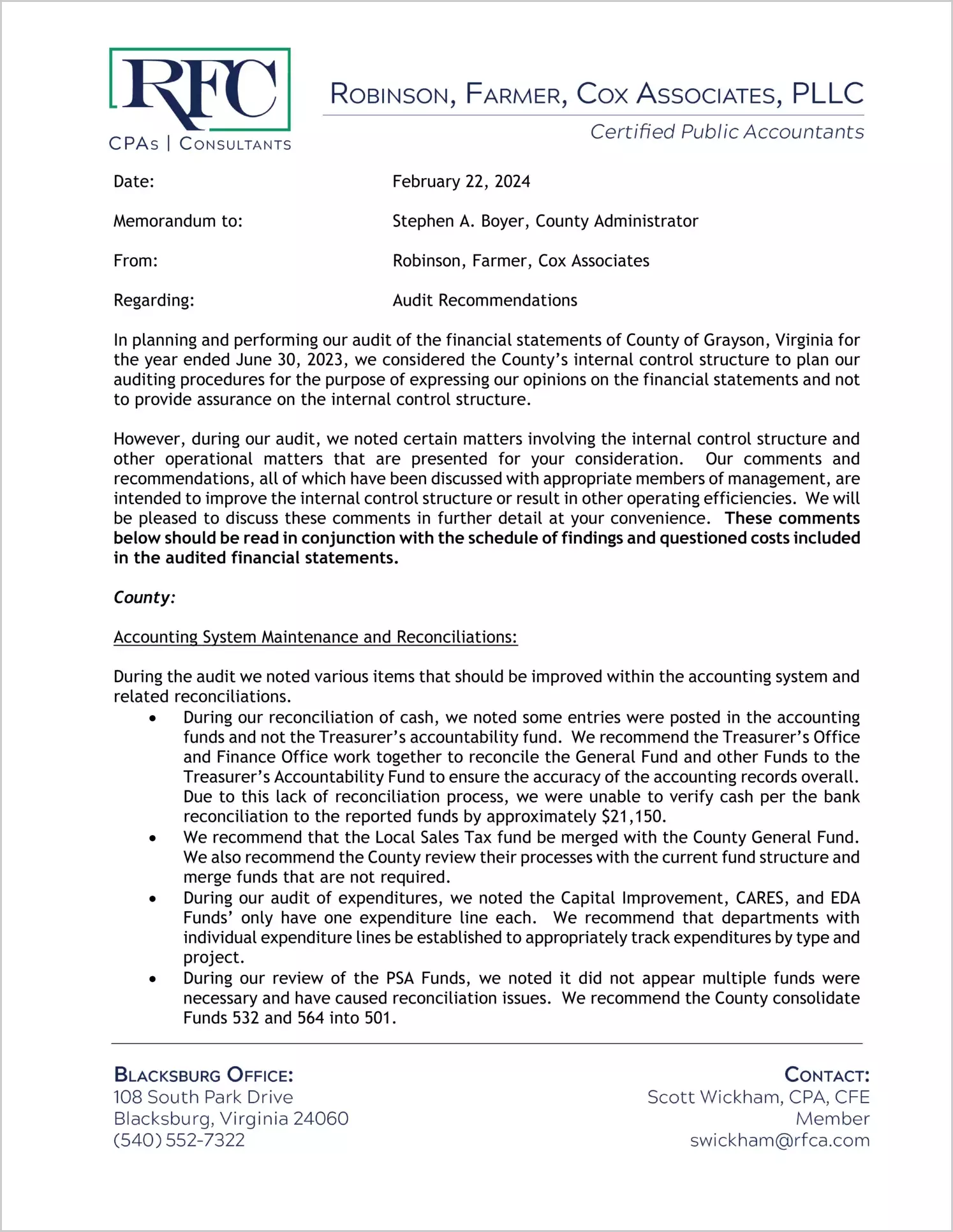 preview of 2023 Management Letter for County of Grayson