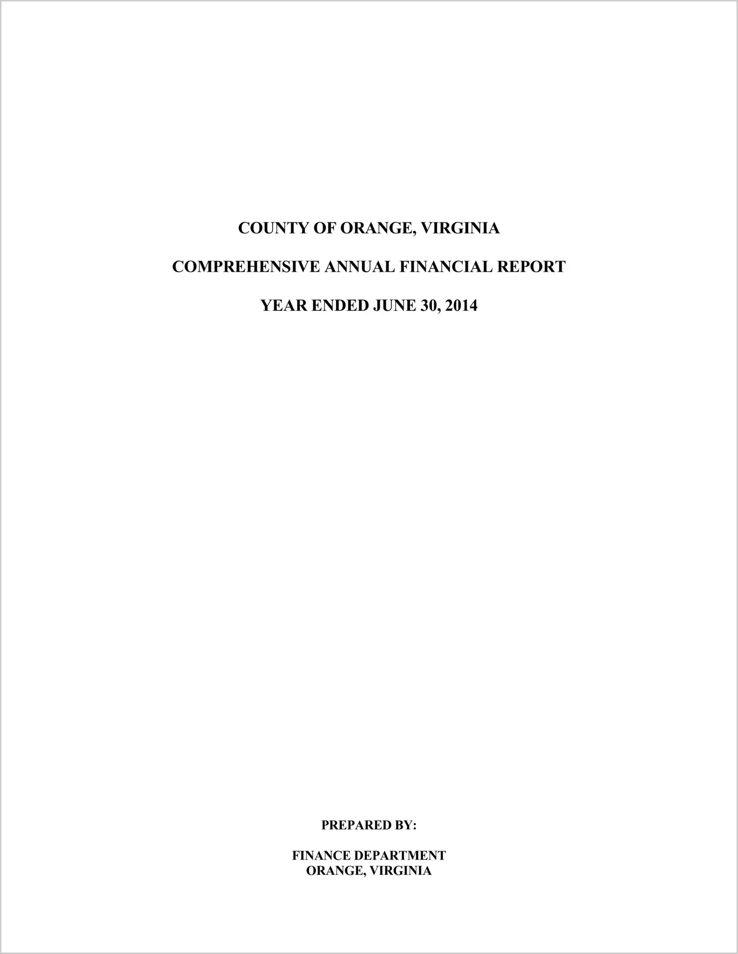 2014 Annual Financial Report for County of Orange