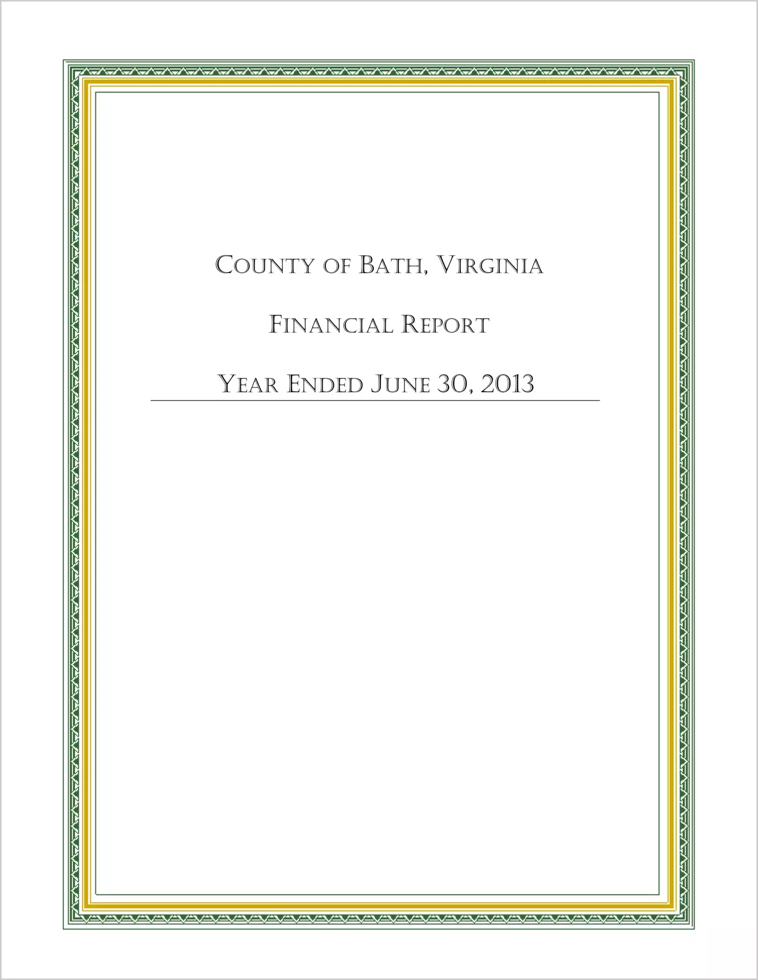 2013 Annual Financial Report for County of Bath