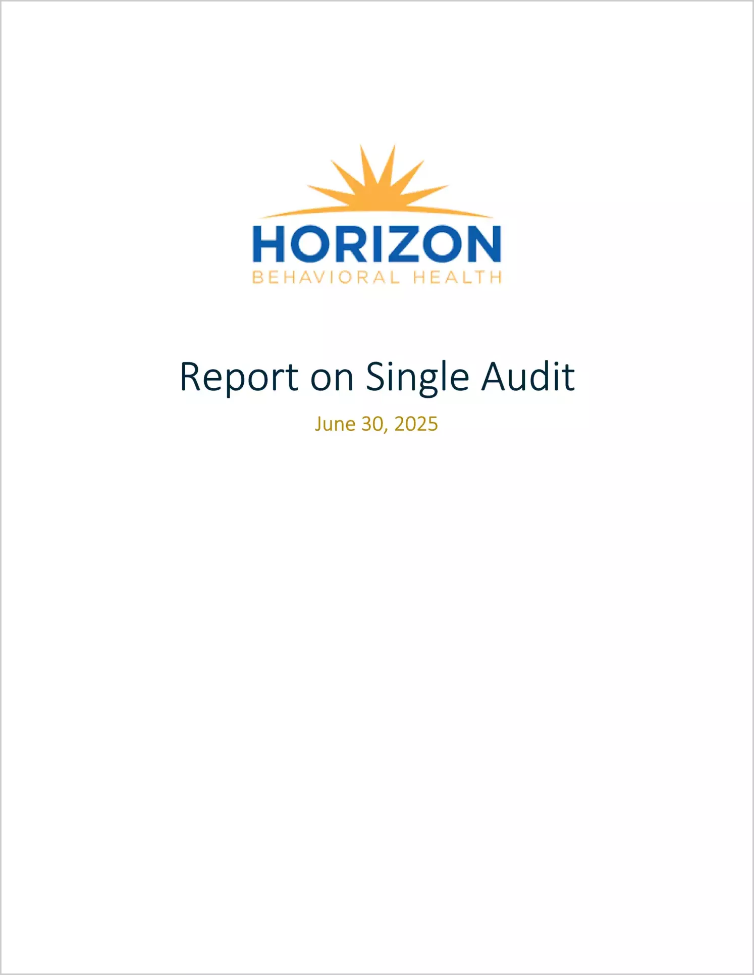 preview of 2025 ABC/Other Internal Control and Compliance Report for Horizon Behavioral Health
