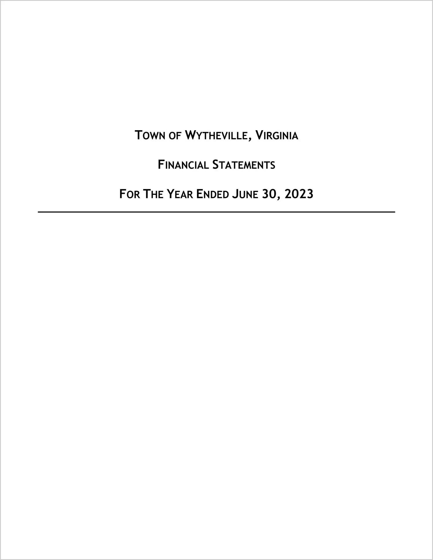 2023 Annual Financial Report for Town of Wytheville