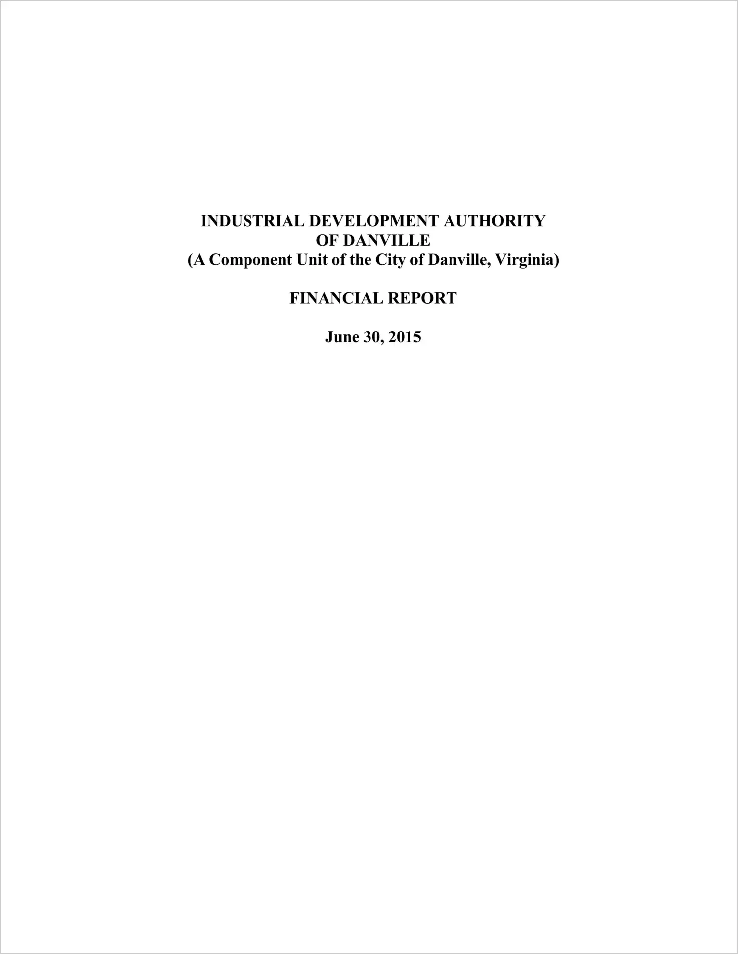 2015 ABC/Other Annual Financial Report  for Danville Industrial Development Authority