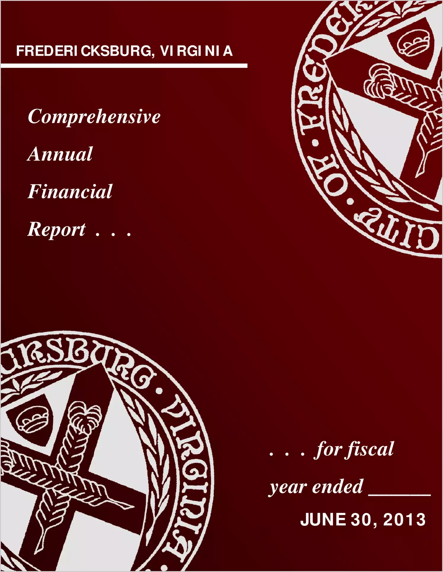 2013 Annual Financial Report for City of Fredericksburg