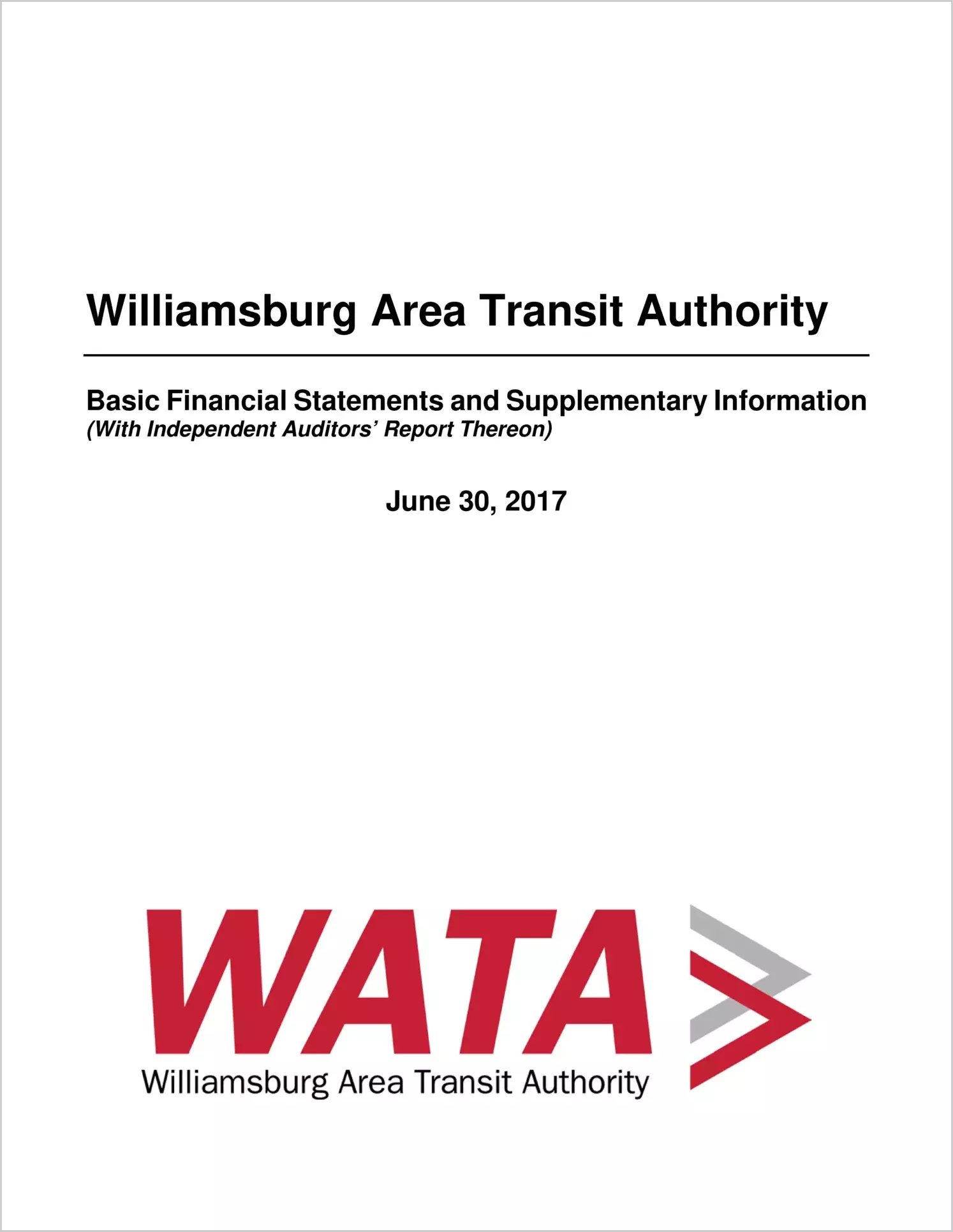 2017 ABC/Other Annual Financial Report  for Williamsburg Area Transit Authority