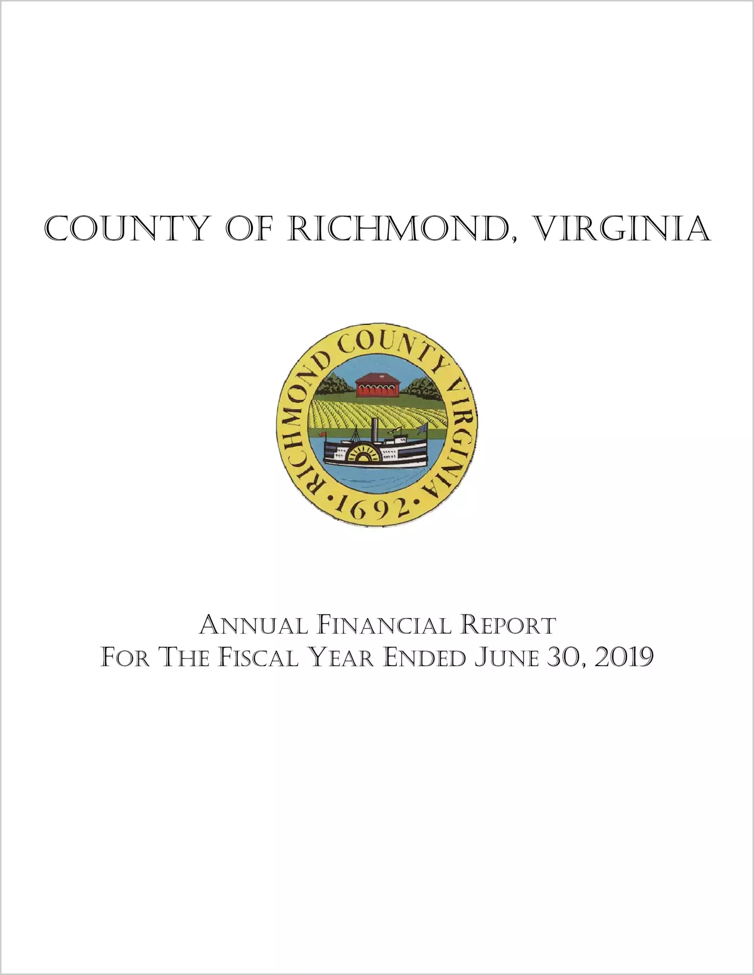 2019 Annual Financial Report for County of Richmond
