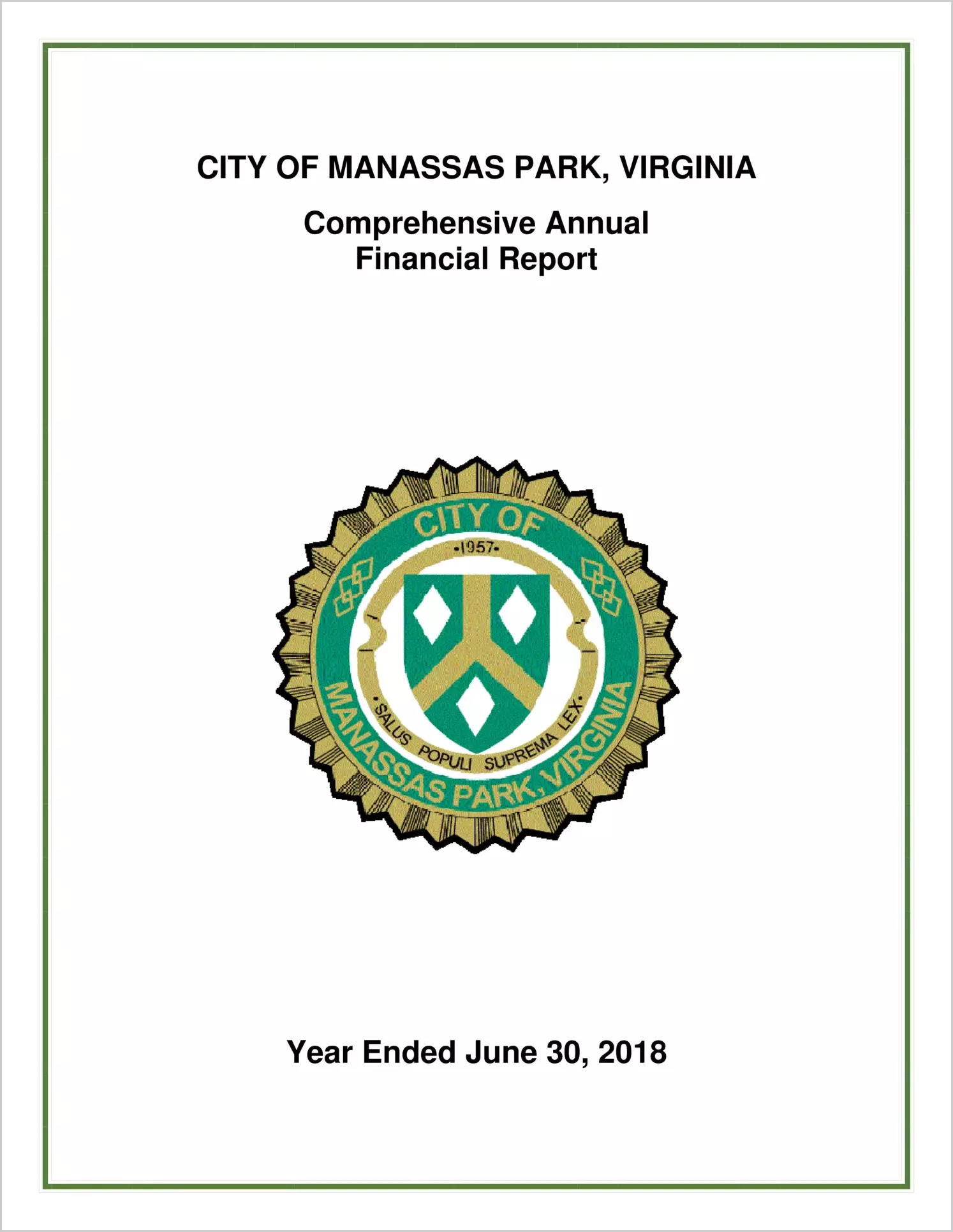 2018 Annual Financial Report for City of Manassas Park