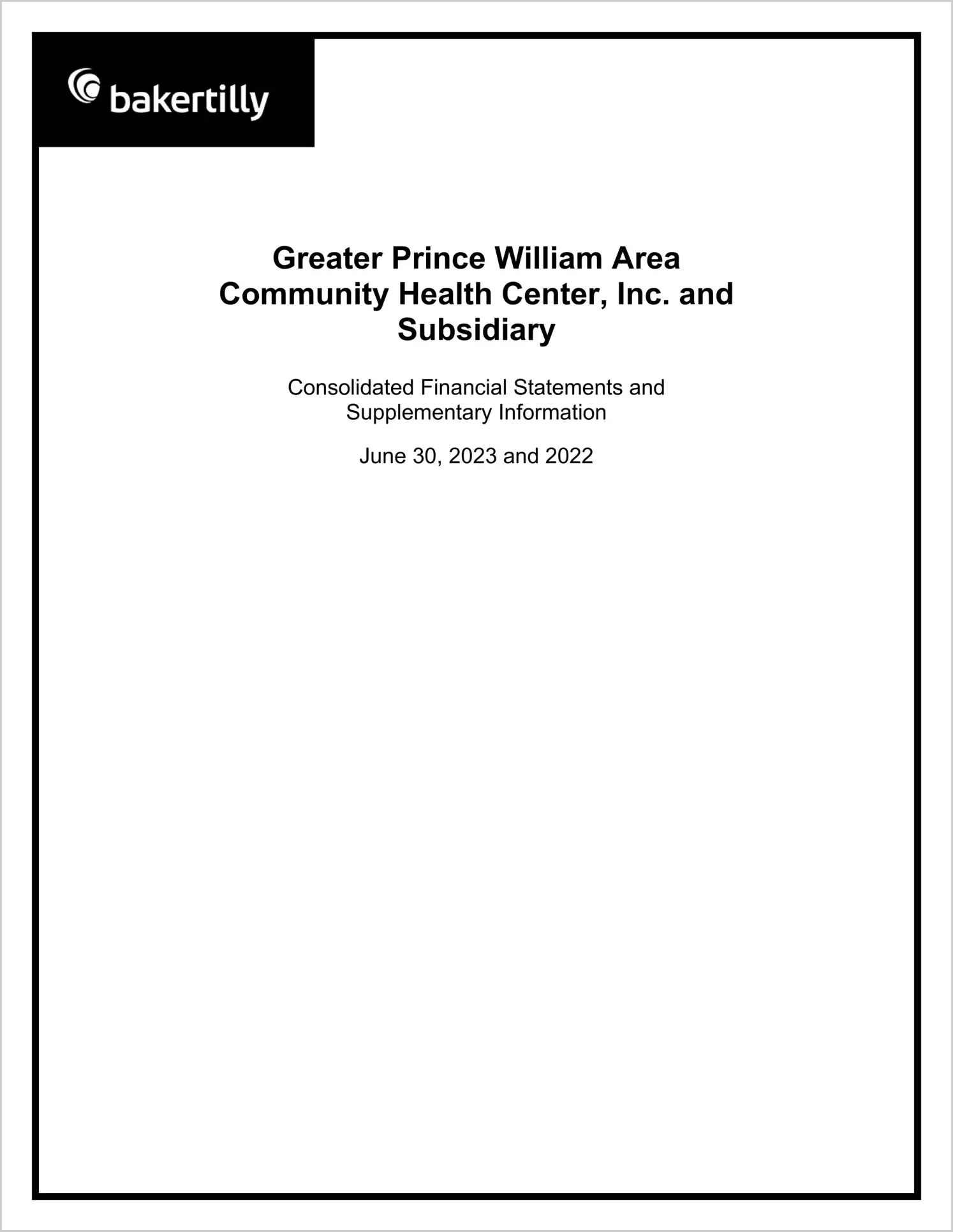preview of 2023 ABC/Other Annual Financial Report for Greater Prince William Area Community Health Center