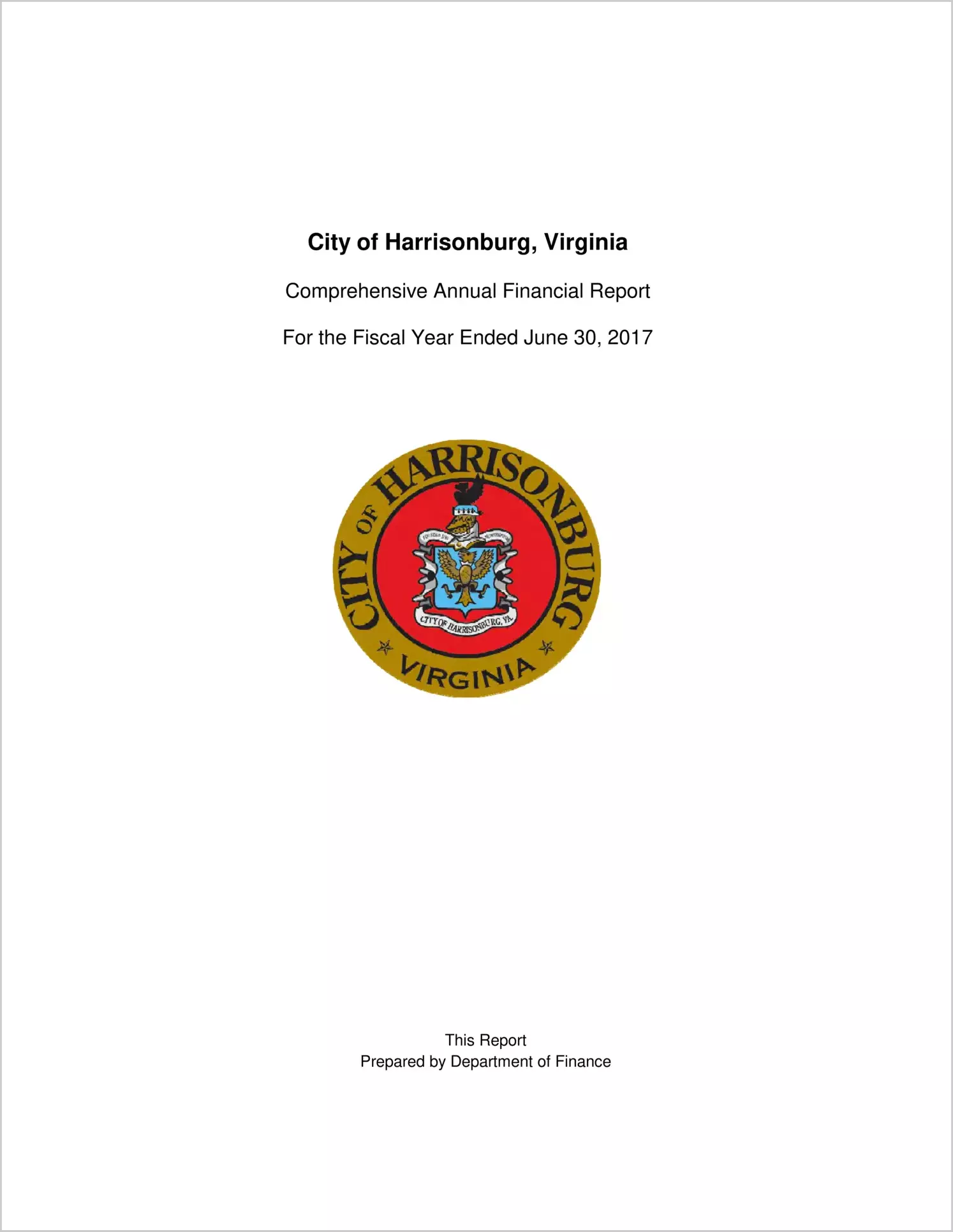 2017 Annual Financial Report for City of Harrisonburg