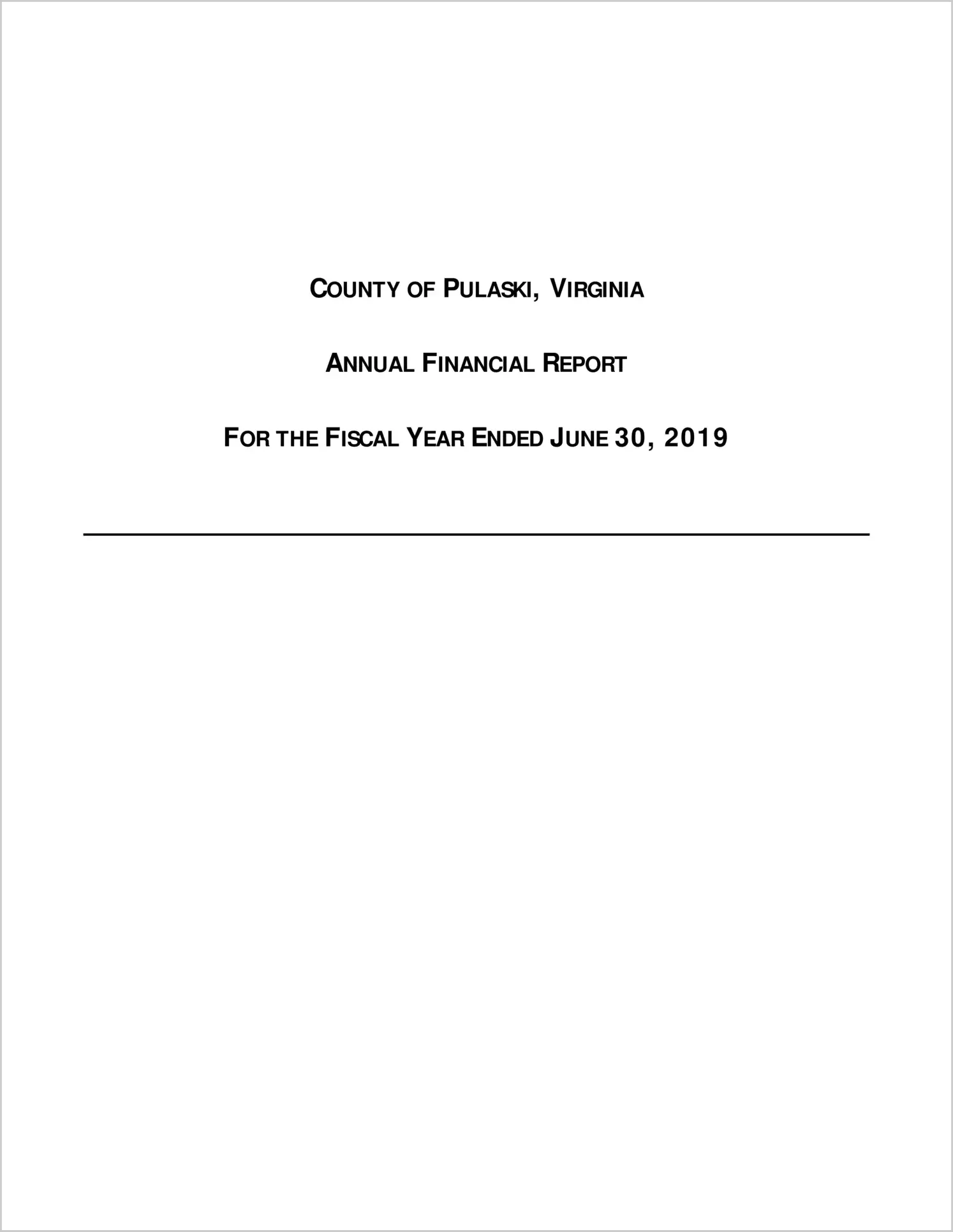 2019 Annual Financial Report for County of Pulaski