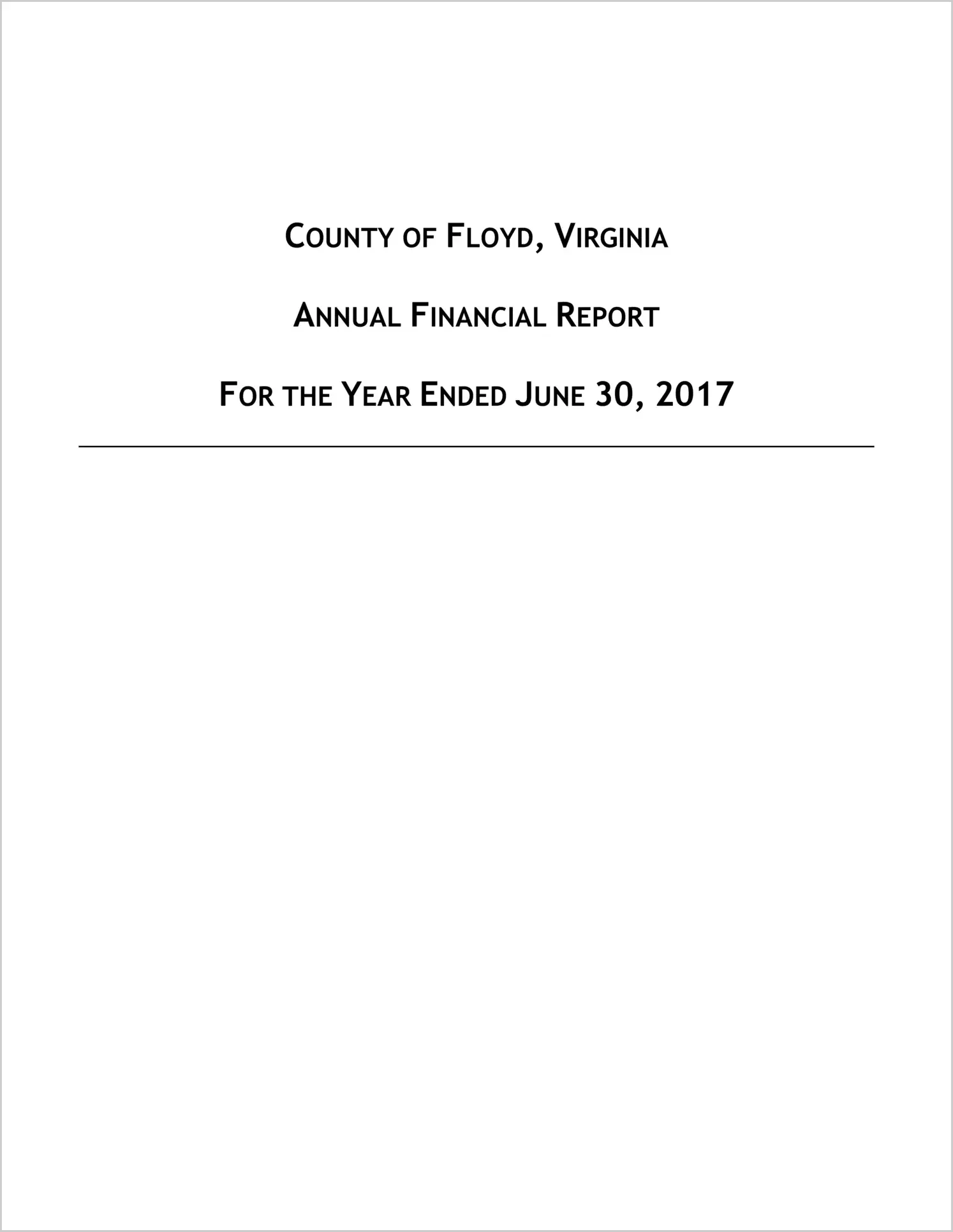 2017 Annual Financial Report for County of Floyd