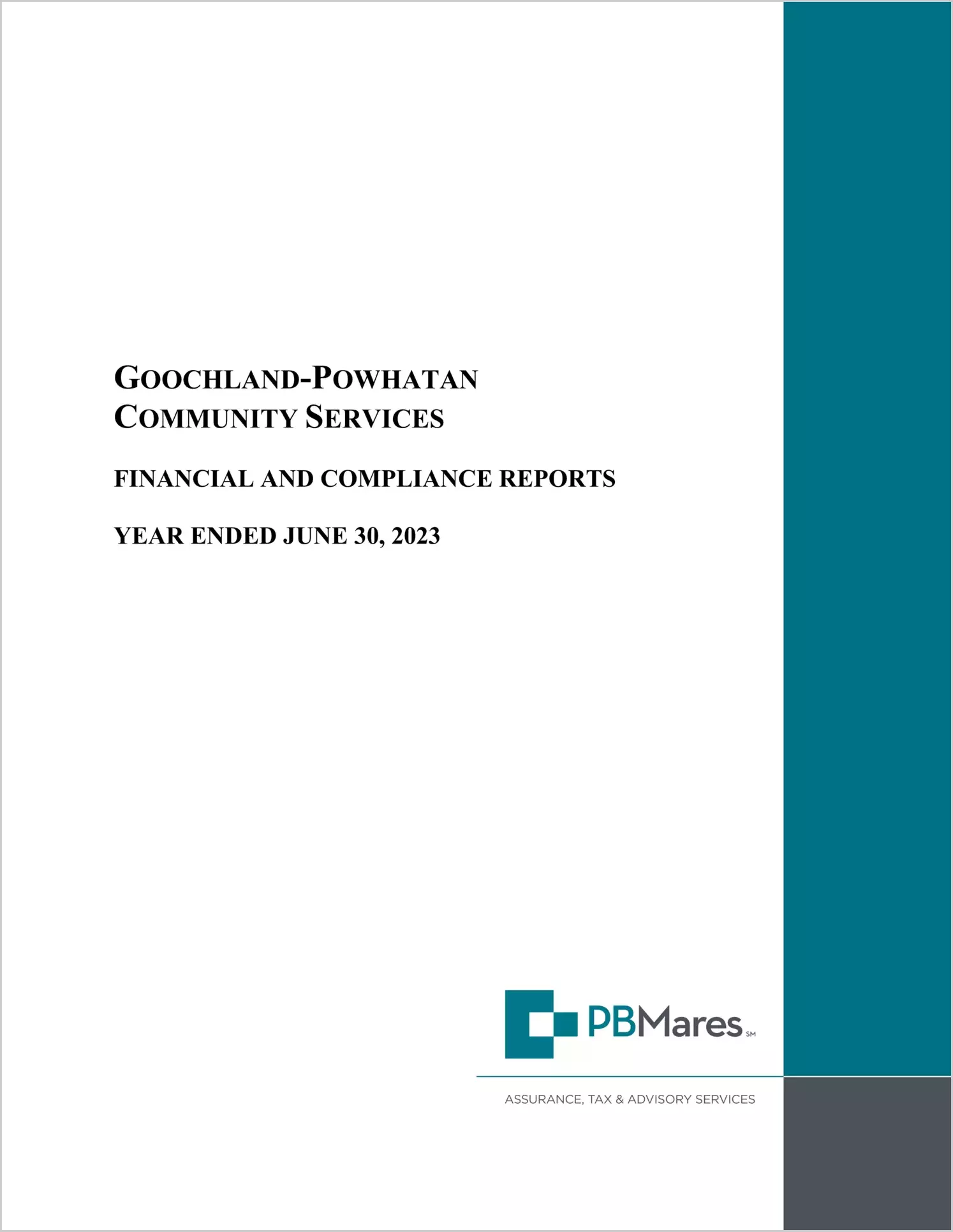 preview of 2023 ABC/Other Management Letter for Goochland-Powhatan Community Services