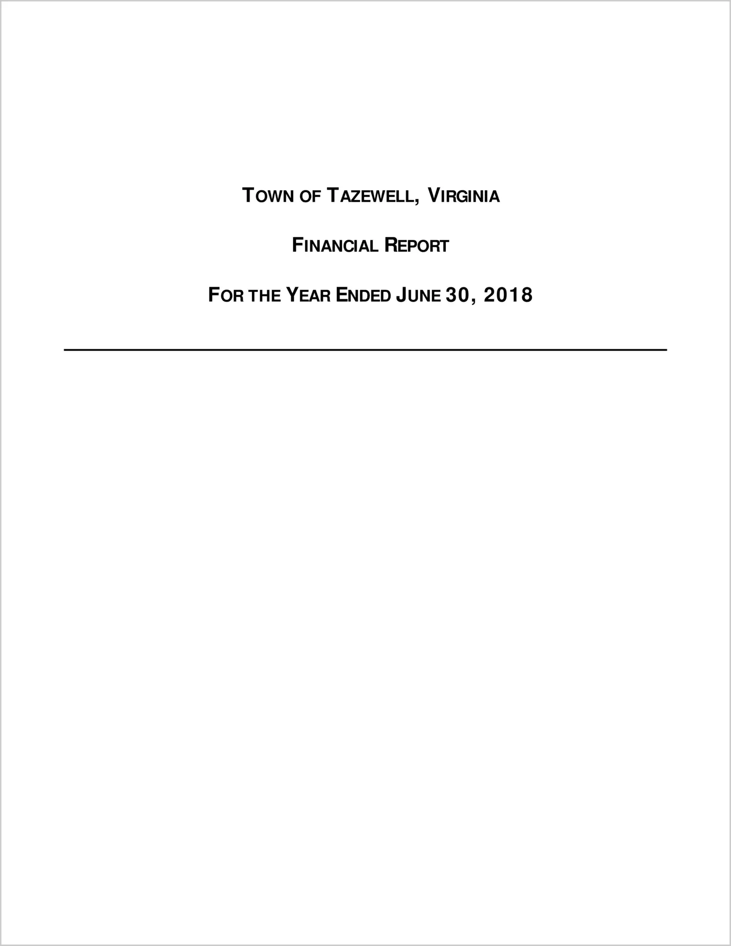2018 Annual Financial Report for Town of Tazewell