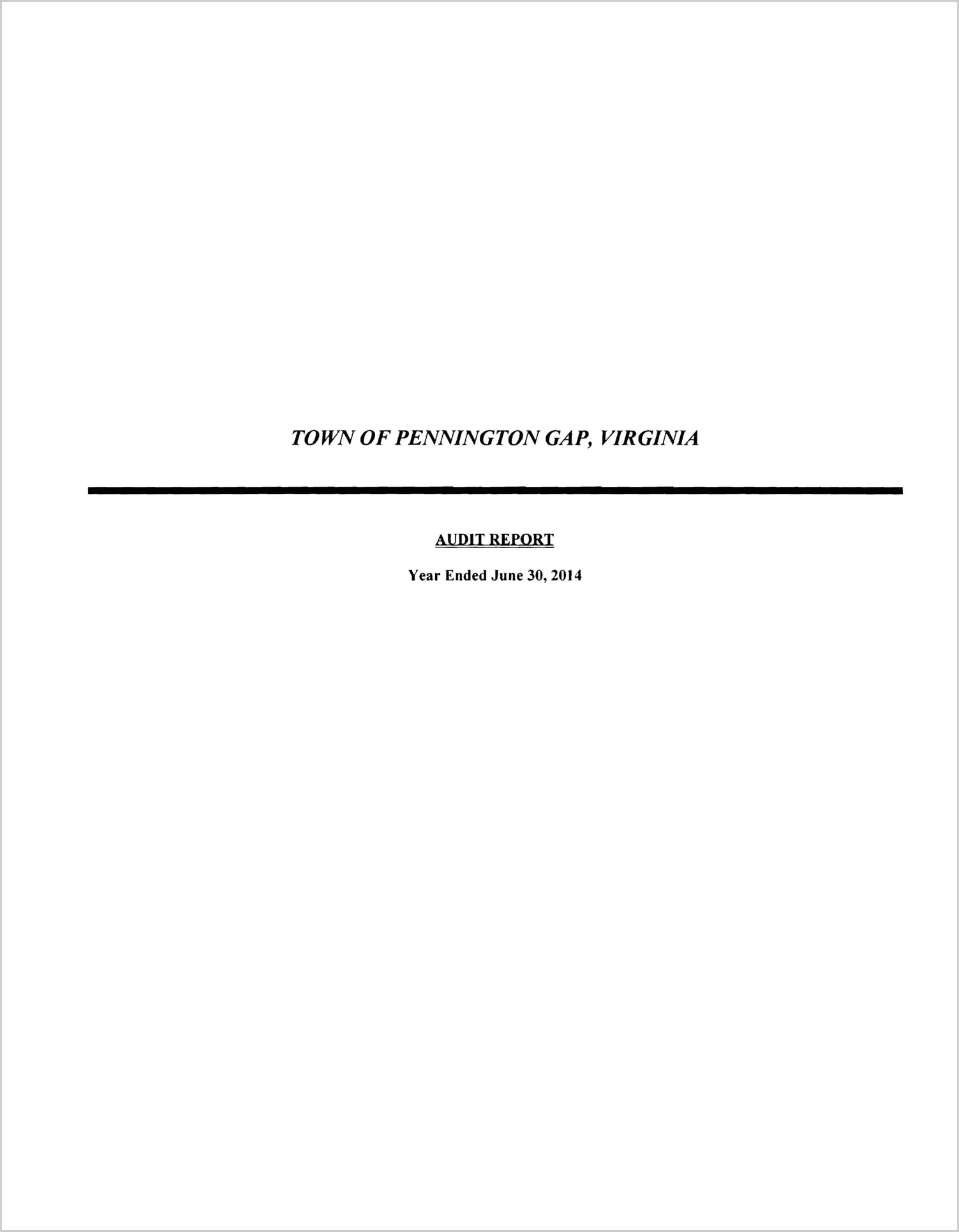 2014 Annual Financial Report for Town of Pennington Gap