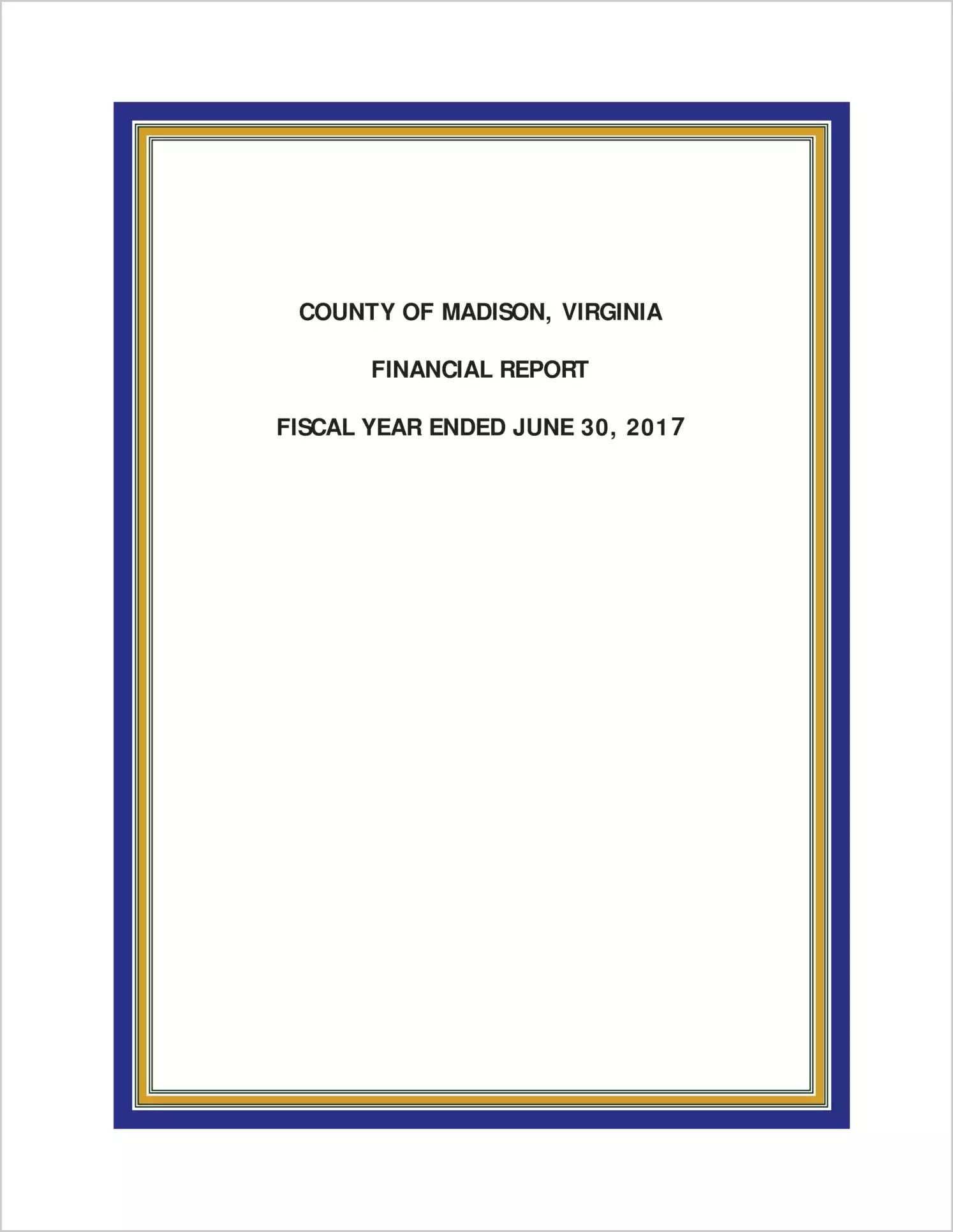 2017 Annual Financial Report for County of Madison