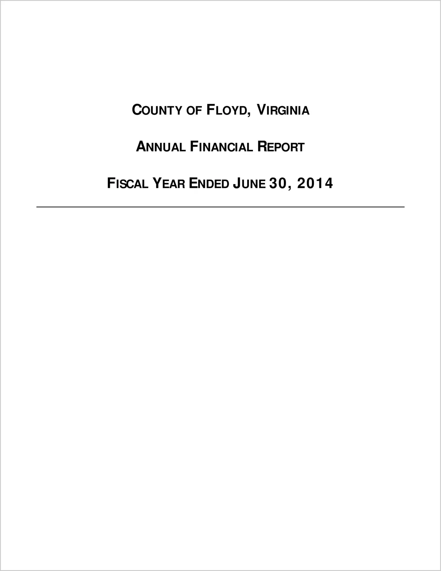 2014 Annual Financial Report for County of Floyd