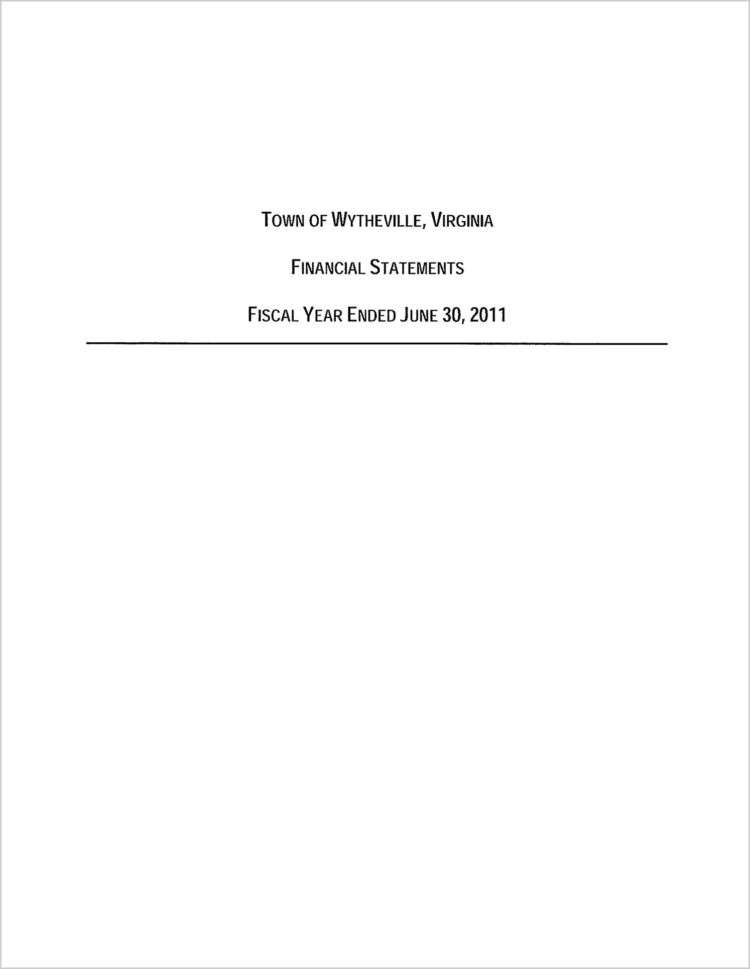 2011 Annual Financial Report for Town of Wytheville