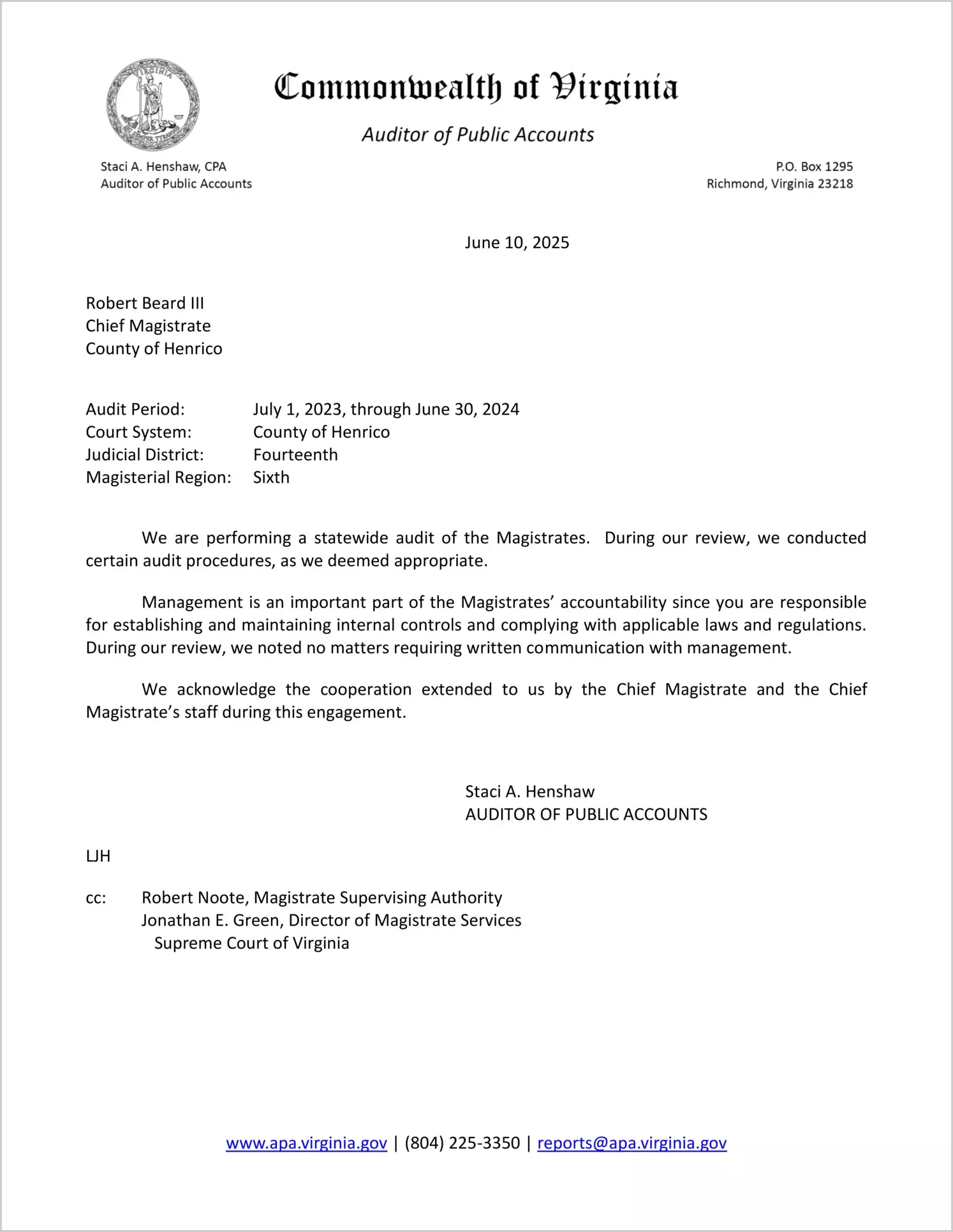 Magistrate of the Judicial District 14 for the period July 1, 2023 through June 30, 2024