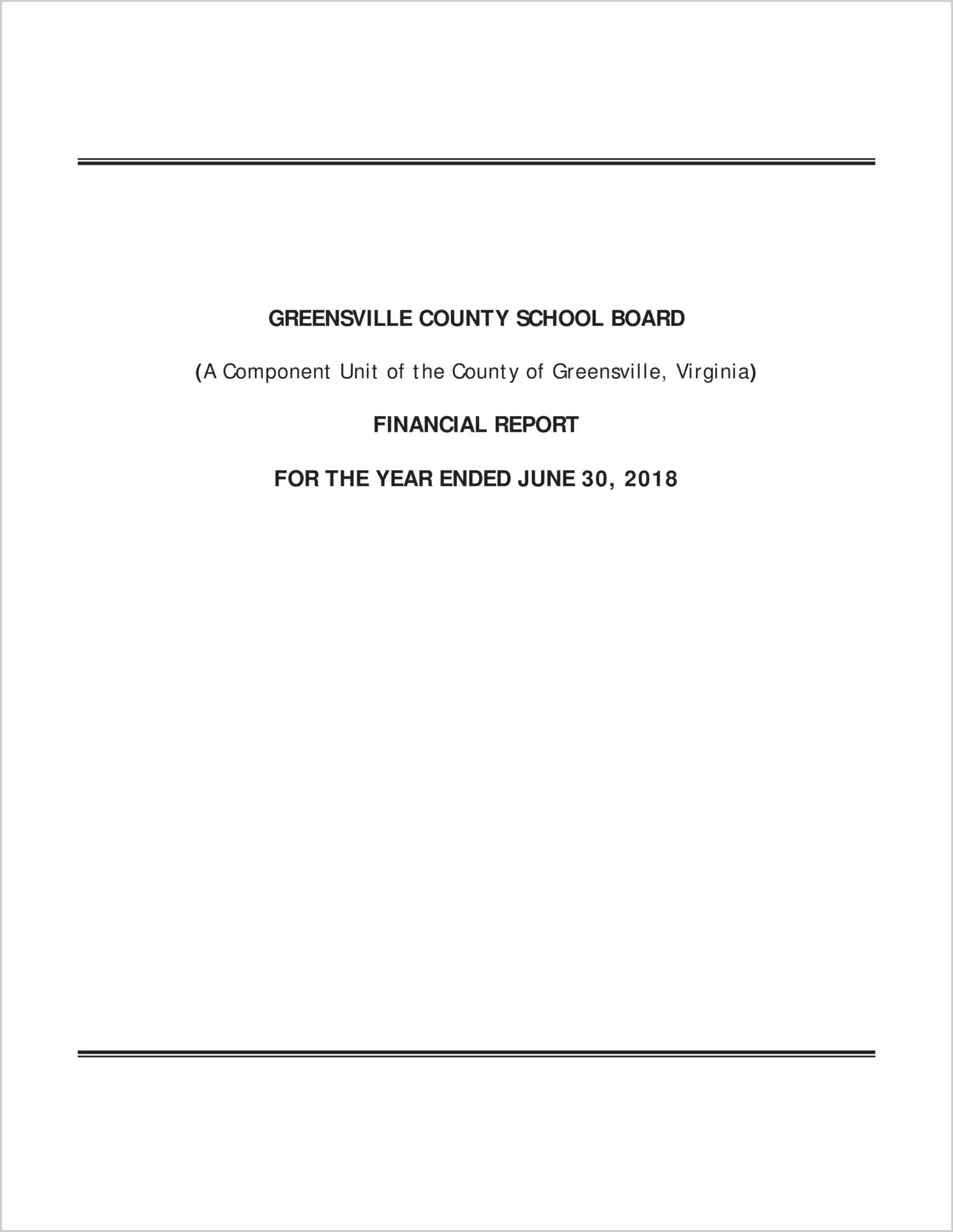 2018 Public Schools Annual Financial Report for County of Greensville