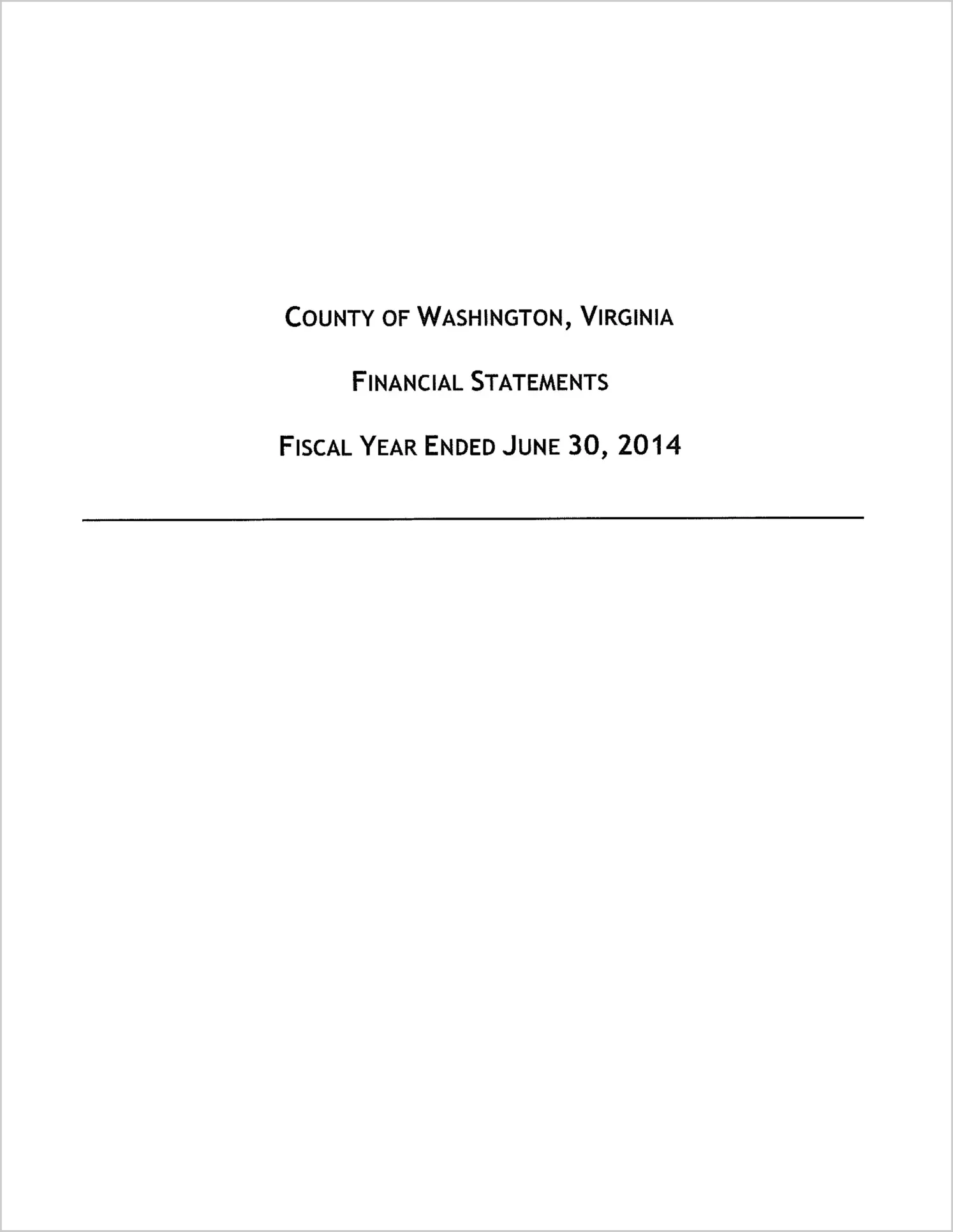 2014 Annual Financial Report for County of Washington