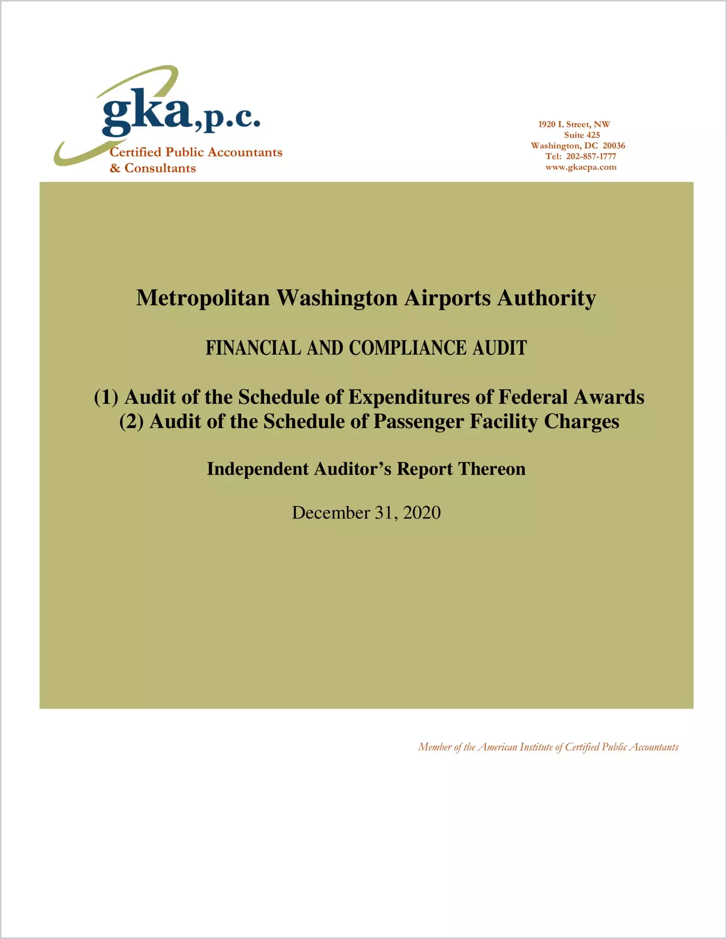 preview of 2020 ABC/Other Annual Financial Report for Metropolitan Washington Airports Authority