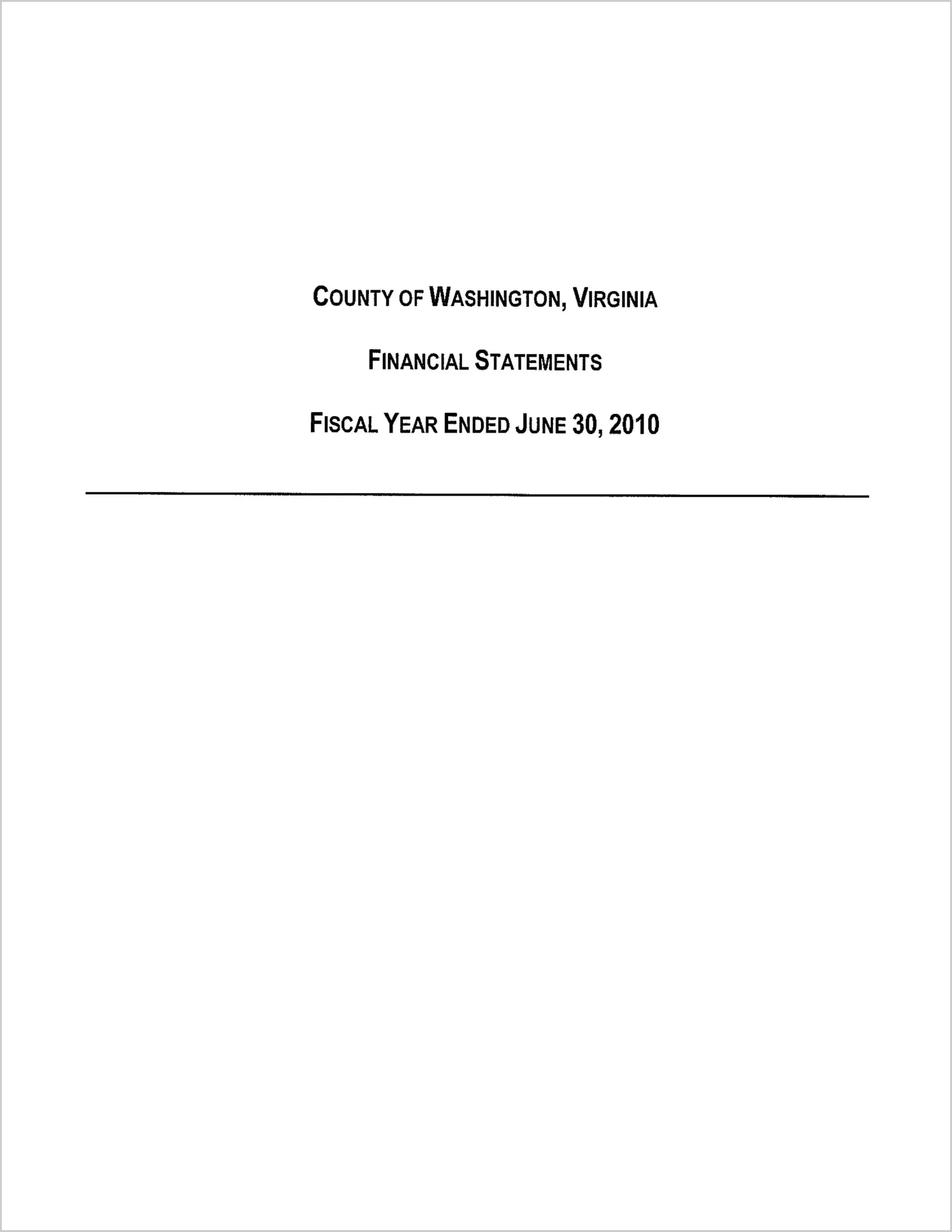2010 Annual Financial Report for County of Washington