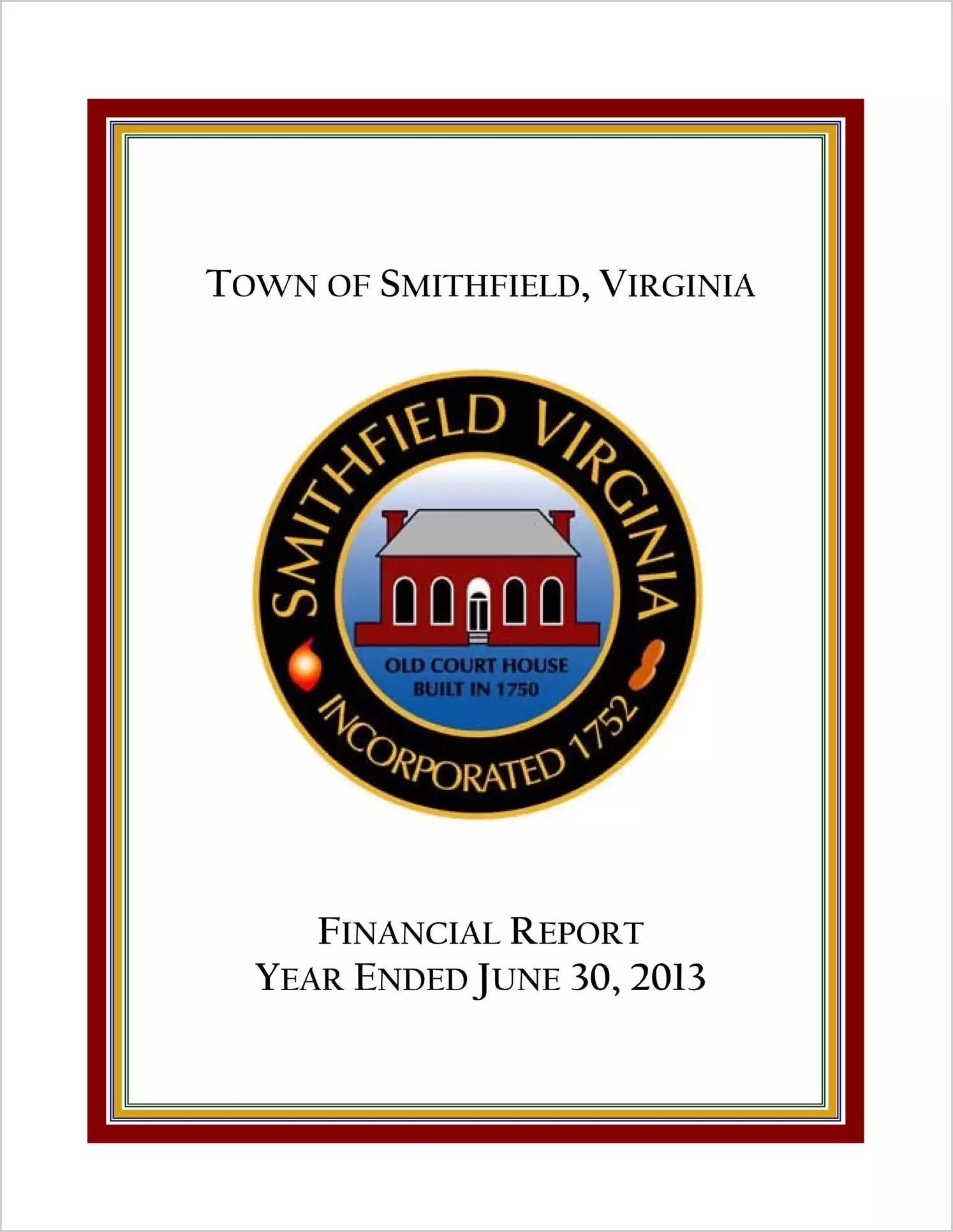 2013 Annual Financial Report for Town of Smithfield