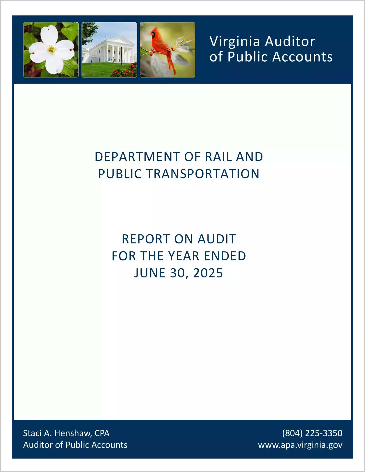 preview of Department of Rail and Public Transportation for the year ended June 30, 2025