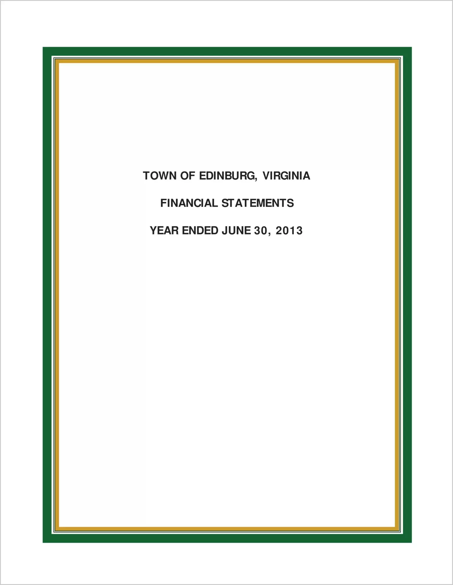 2013 Annual Financial Report for Town of Edinburg
