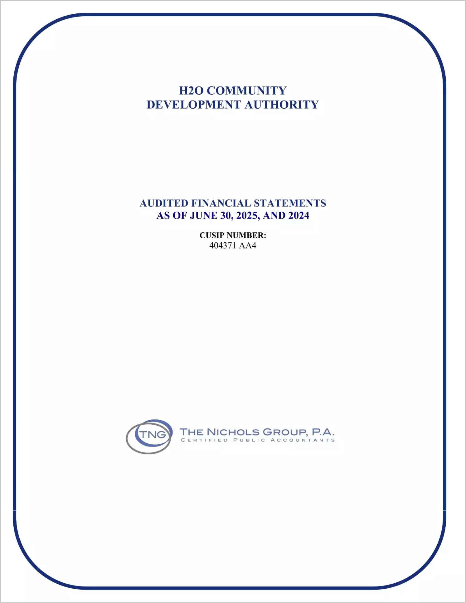preview of 2025 ABC/Other Annual Financial Report for H2O Community Development Authority