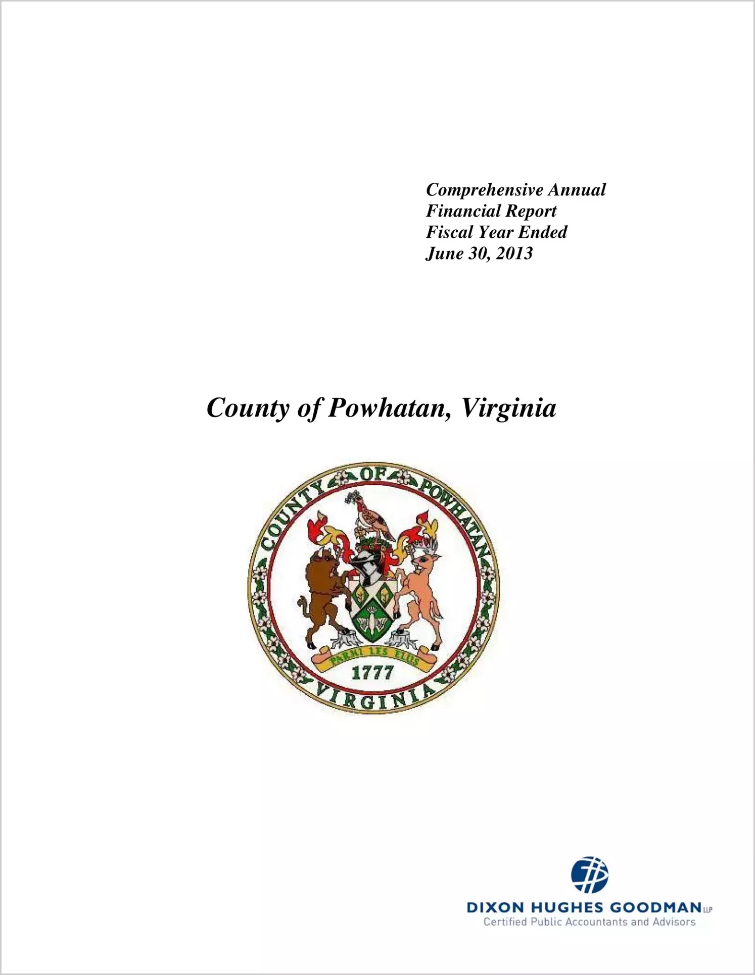 2013 Annual Financial Report for County of Powhatan