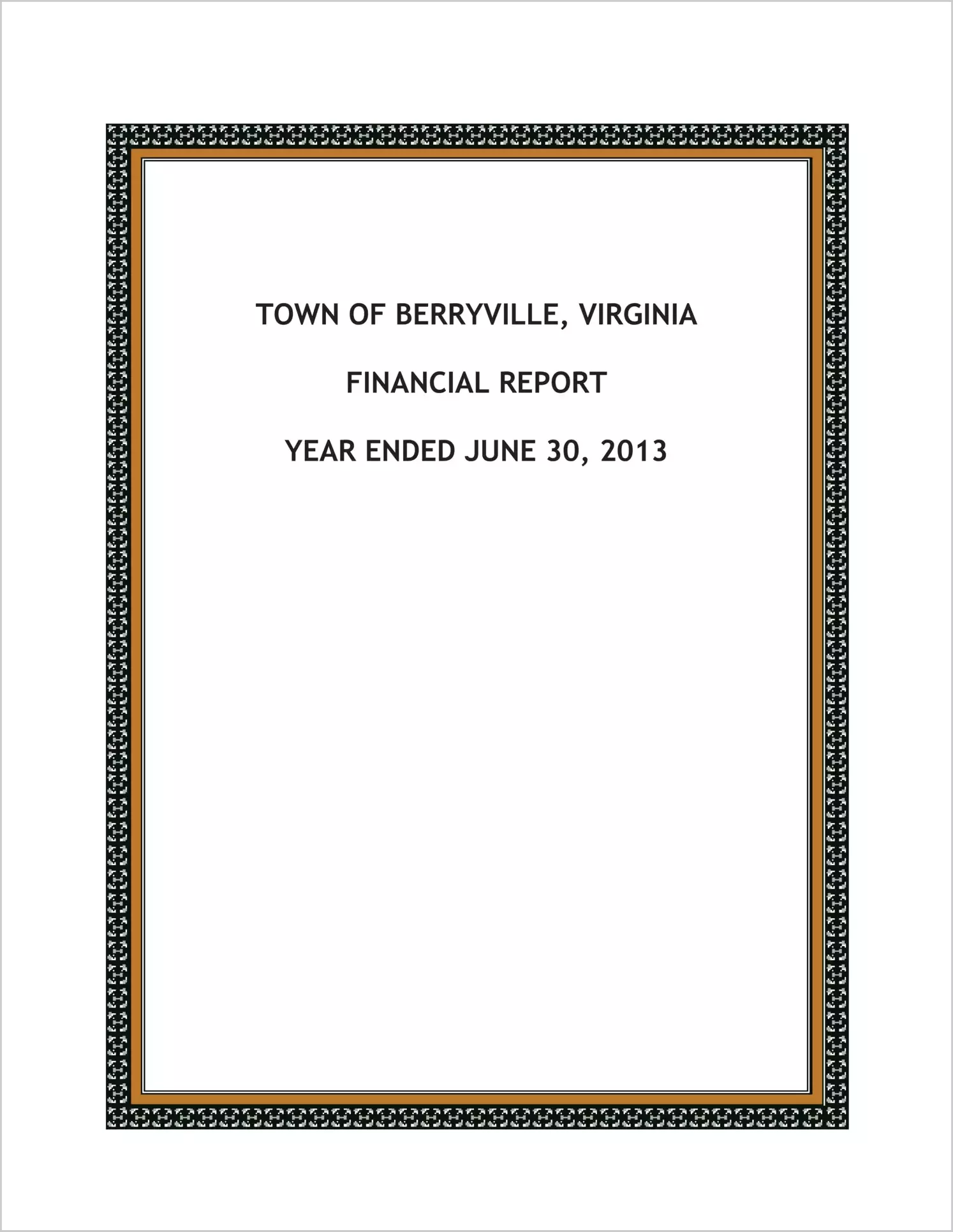 2013 Annual Financial Report for Town of Berryville