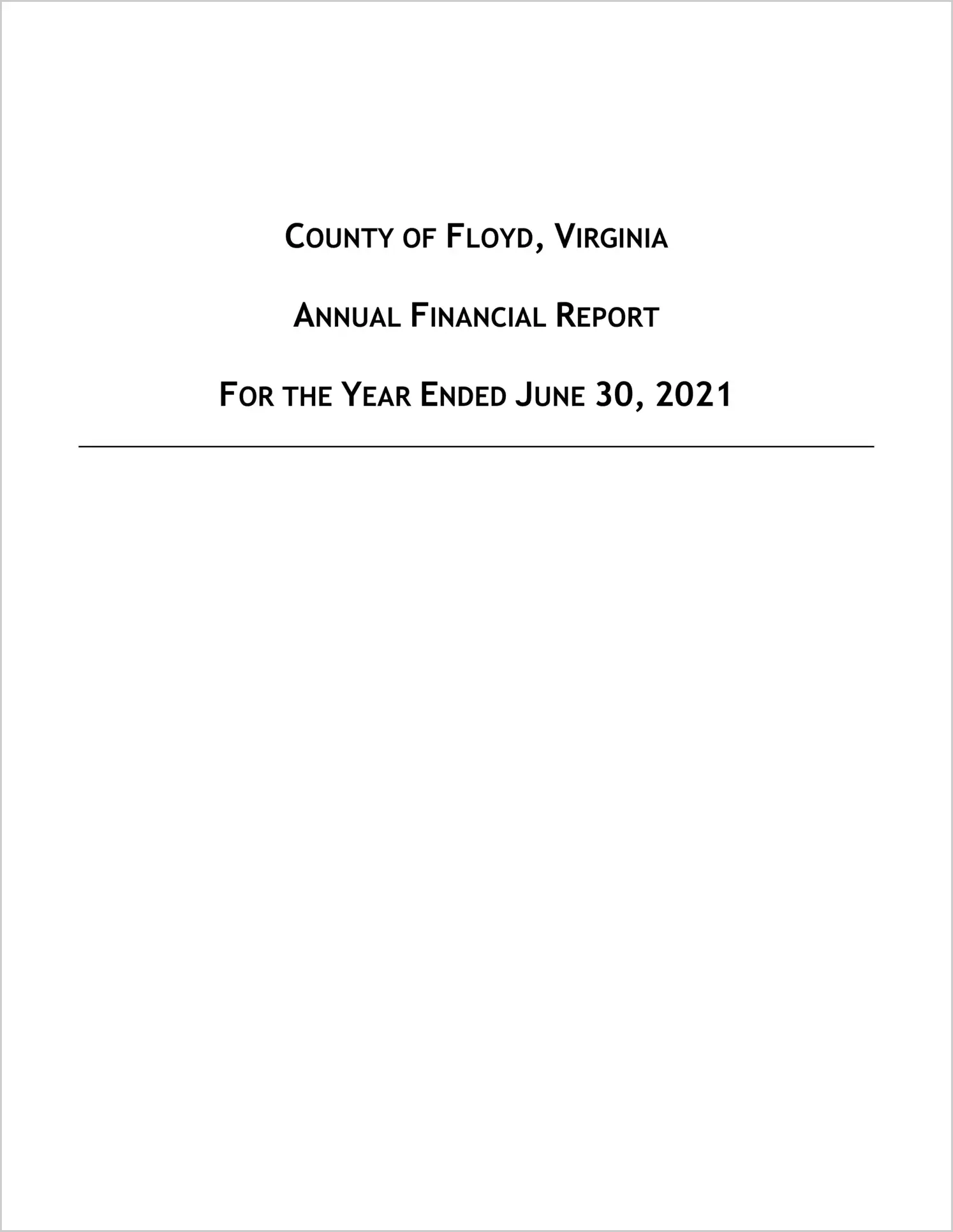 2021 Annual Financial Report for County of Floyd