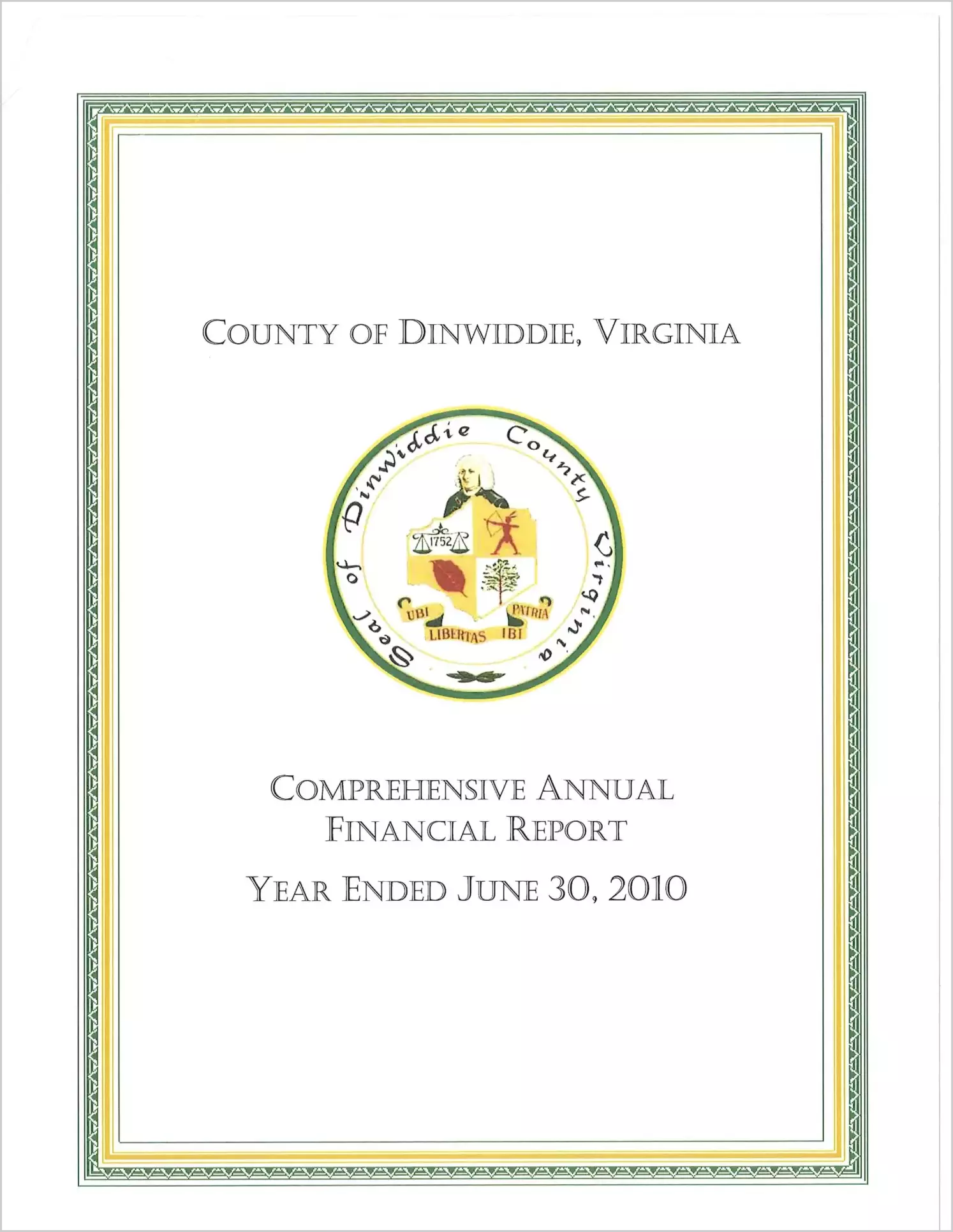 2010 Annual Financial Report for County of Dinwiddie